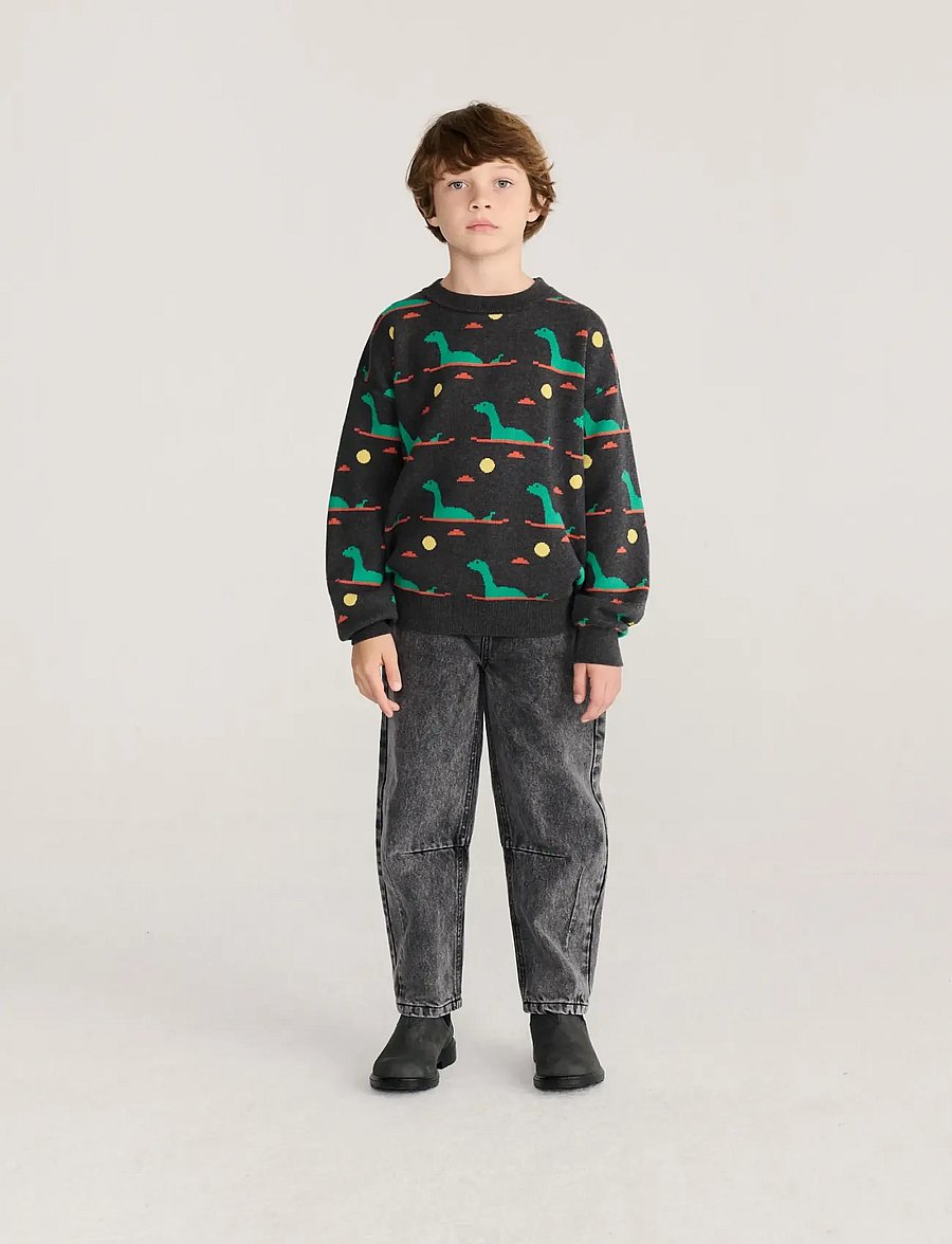 Bobo Choses - Lake Monster all over jacquard jumper - pullover - grey - 3