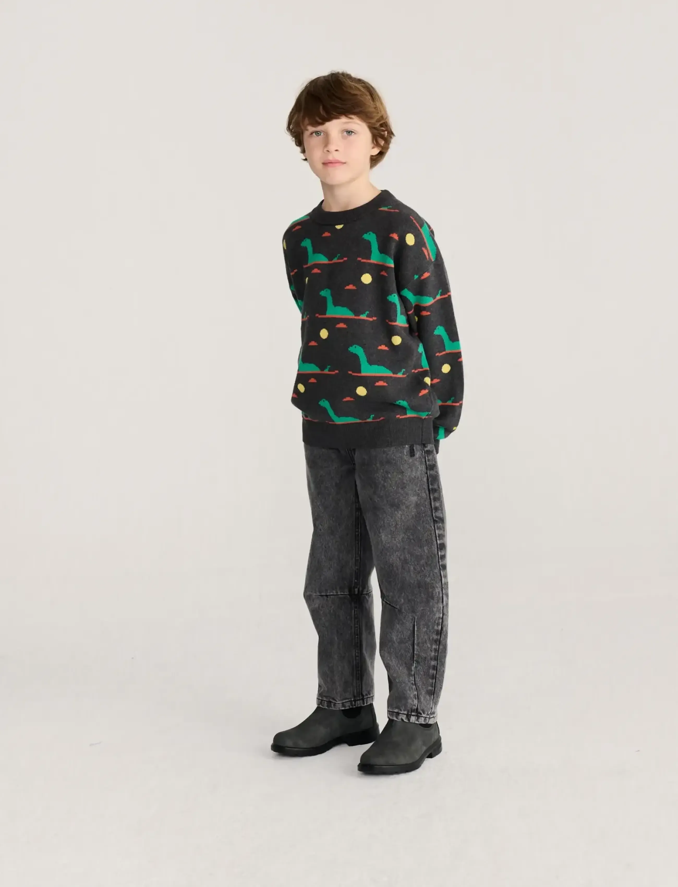 Bobo Choses - Lake Monster all over jacquard jumper - pullover - grey - 4