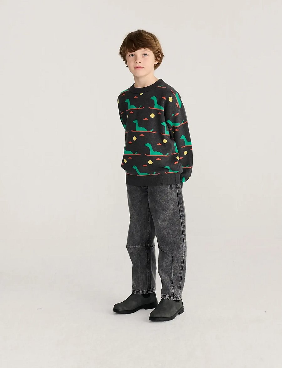Bobo Choses - Lake Monster all over jacquard jumper - pullover - grey - 4
