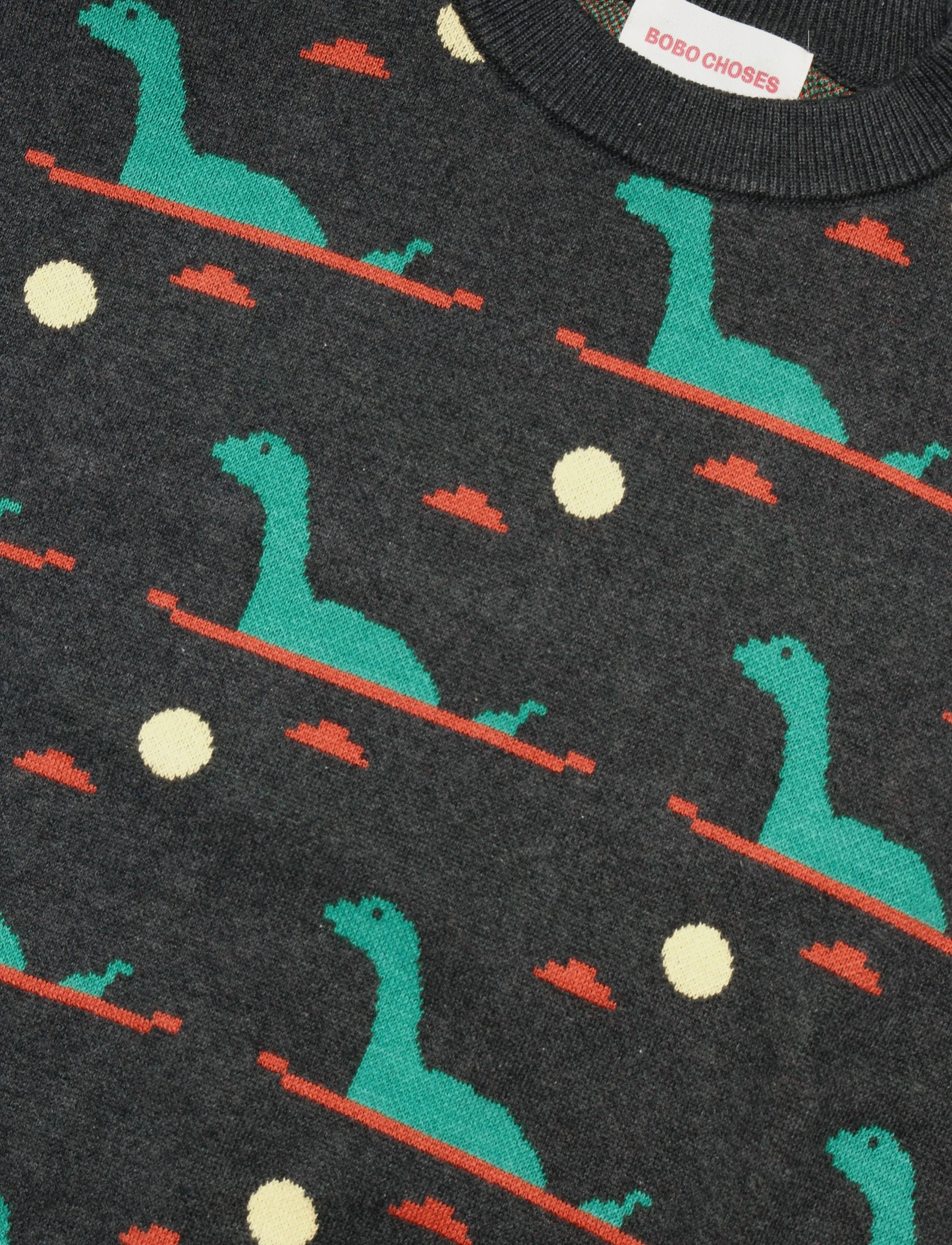 Bobo Choses - Lake Monster all over jacquard jumper - grey - 2