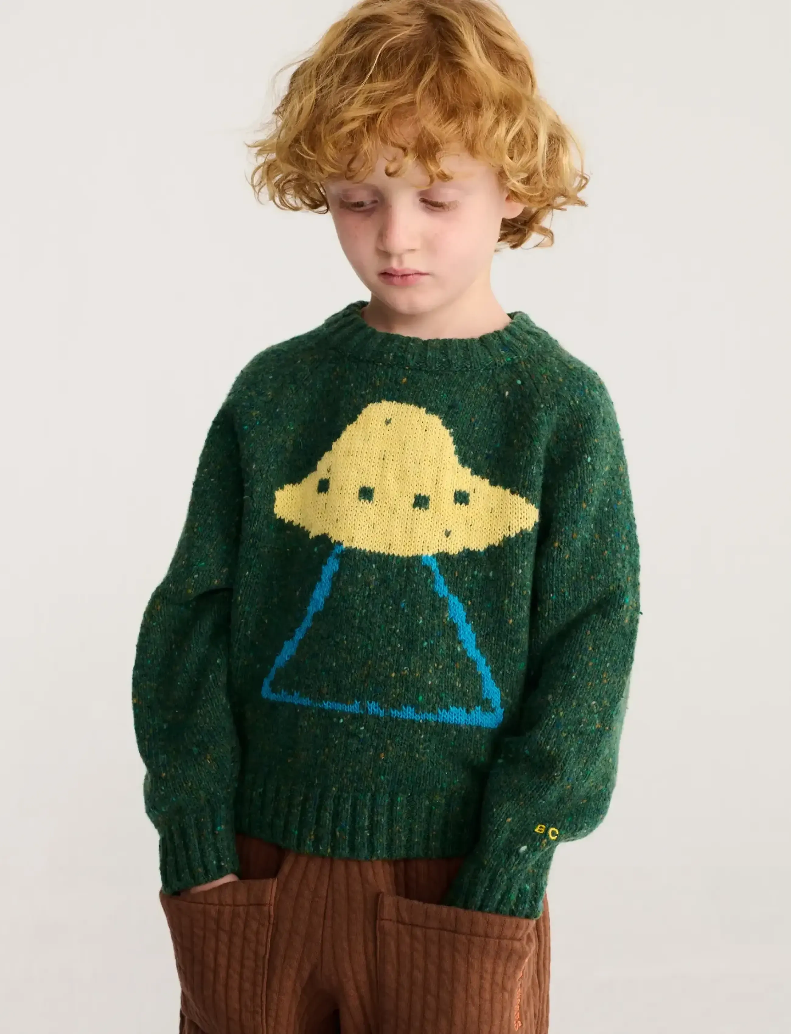 Bobo Choses Pixel Abduction jacquard jumper Bobo Choses - Stickat - GREEN / green