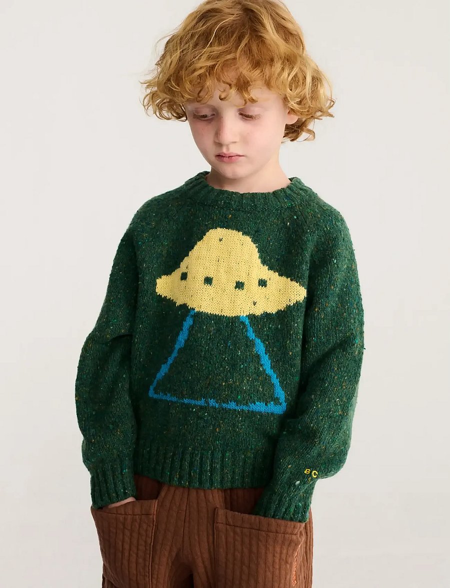 Bobo Choses - Pixel Abduction jacquard jumper Bobo Choses - peysur - green - 0