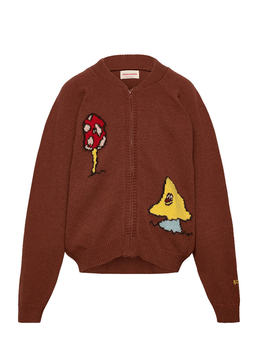 Bobo Choses - Mush Monster Duo zipped cardigan - cardigans - brown - 0