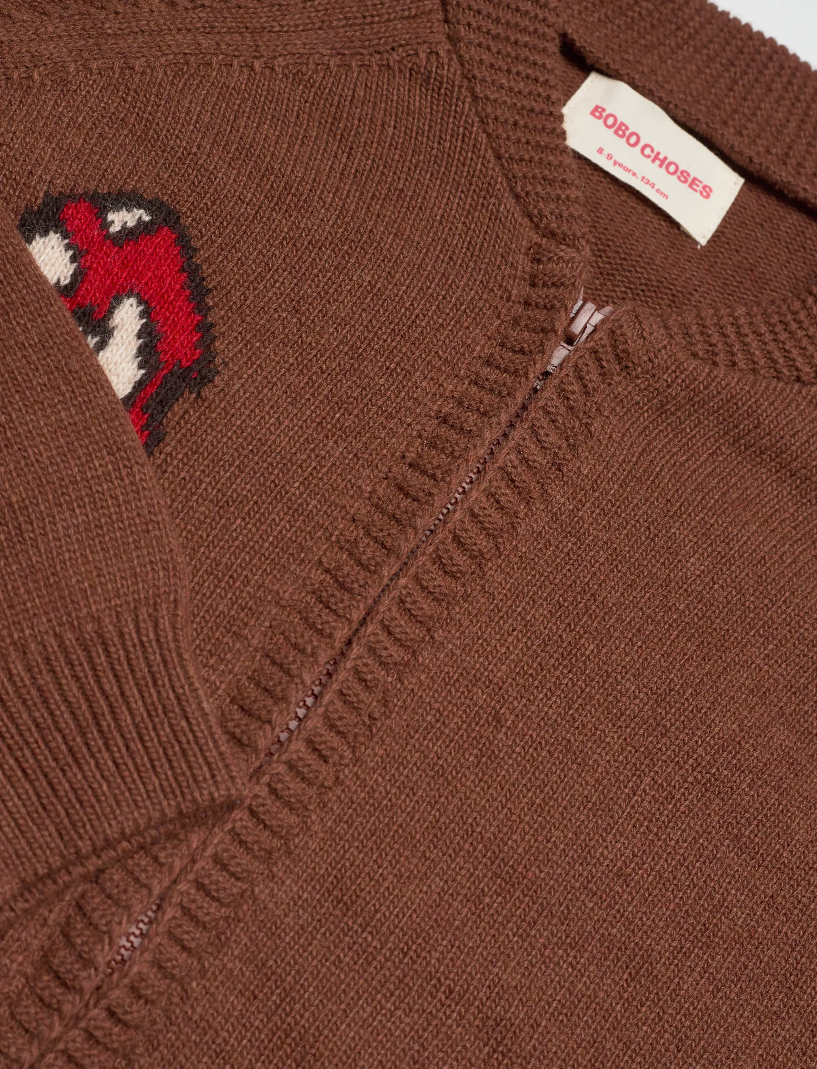 Bobo Choses - Mush Monster Duo zipped cardigan - brown - 2