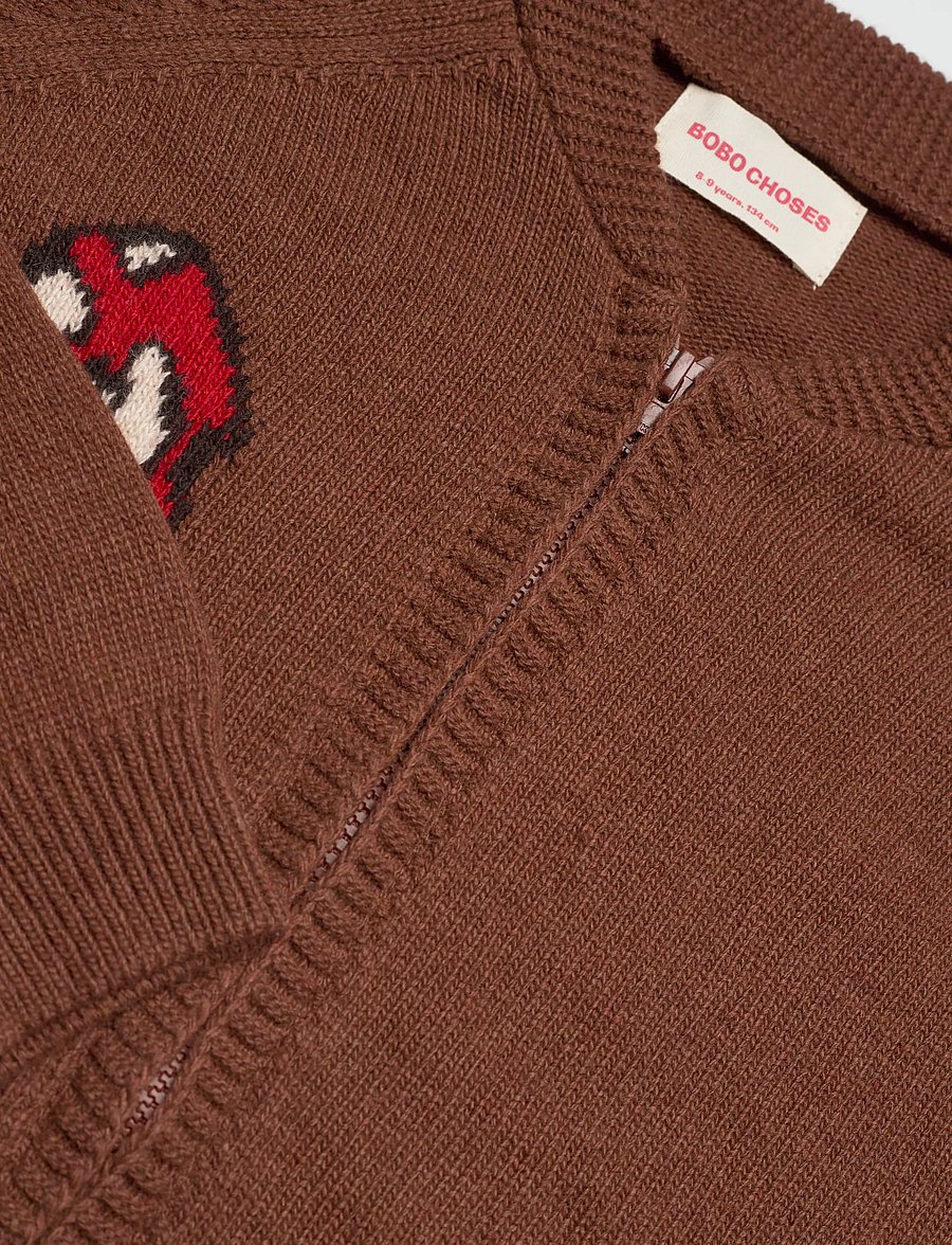 Bobo Choses - Mush Monster Duo zipped cardigan - cardigans - brown - 2