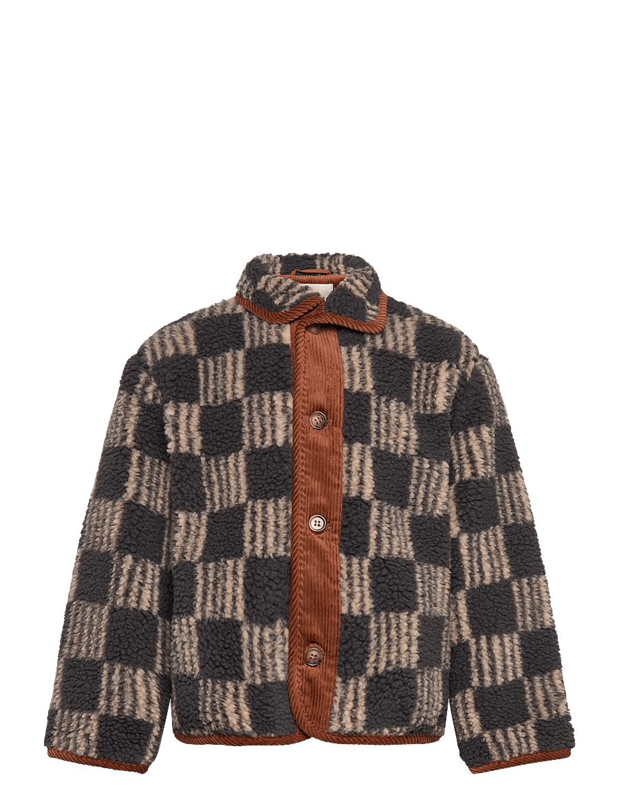 Bobo Choses - Almost Moiré all over sheepskin jacket - fleece jas - grey - 0