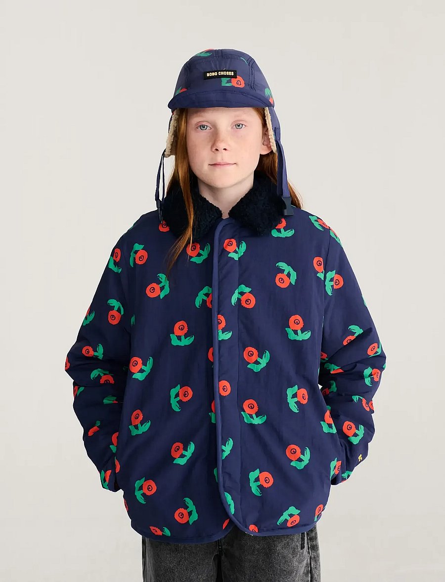 Bobo Choses - Stamp Bloom all over reversible jacket - vinterjackor - navy - 4