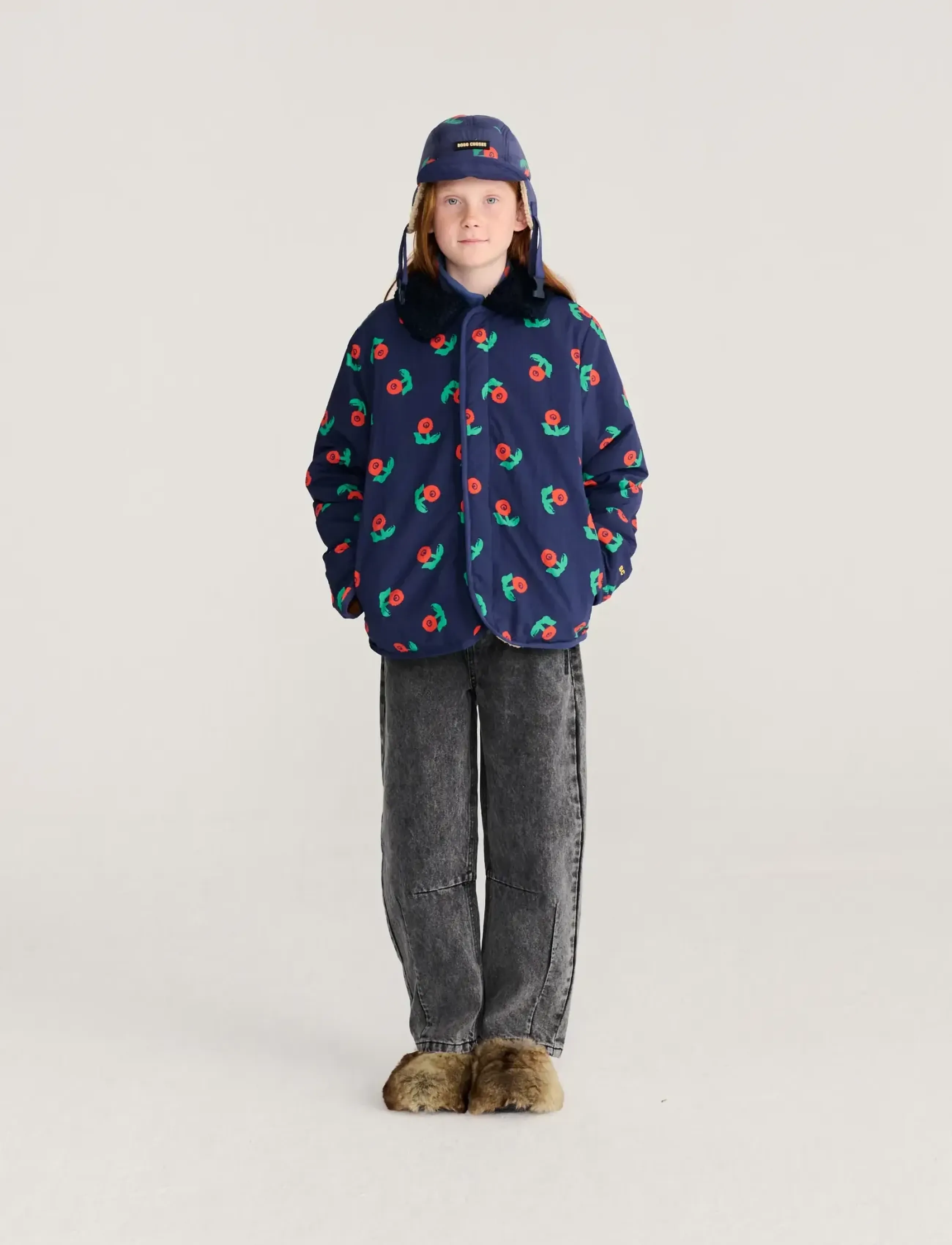 Bobo Choses - Stamp Bloom all over reversible jacket - vinterjackor - navy - 5