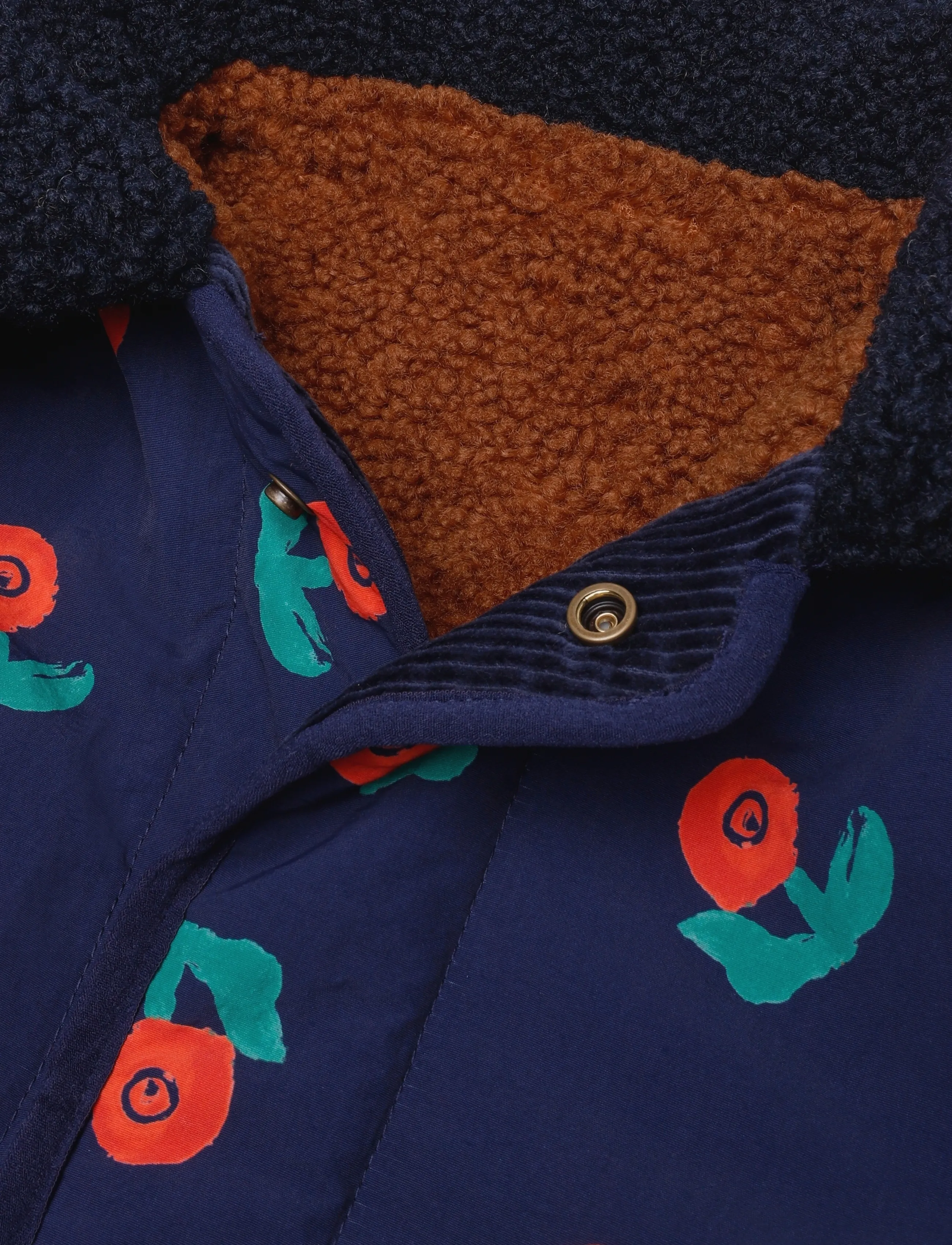 Bobo Choses - Stamp Bloom all over reversible jacket - winter jackets - navy - 2