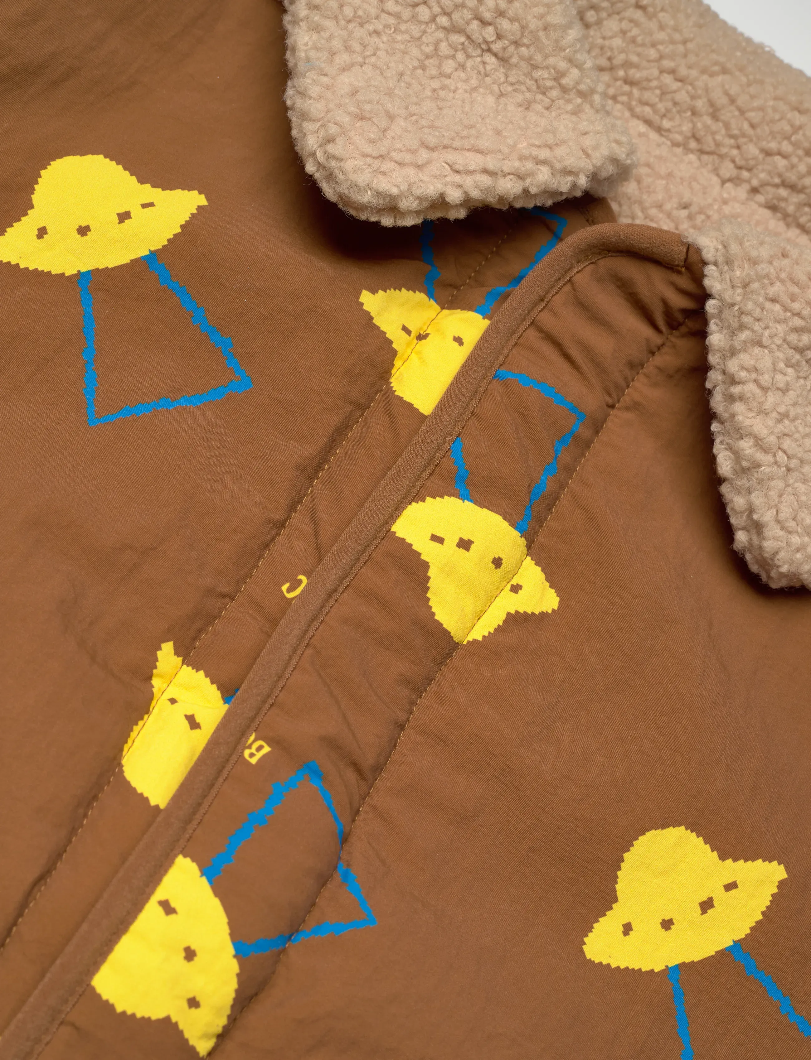 Bobo Choses - Pixel Abduction all over reversible jacket - brown - 2