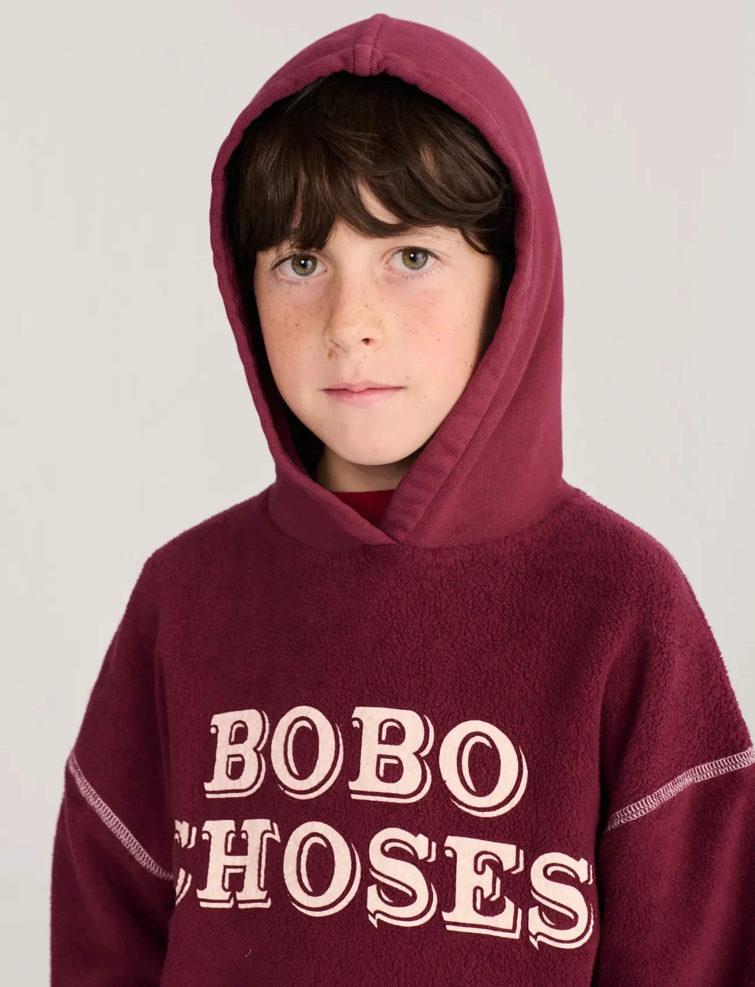 Bobo Choses Bobo Choses Embossed hoodie sweat - Hoodies - BURGUNDY / burgundy
