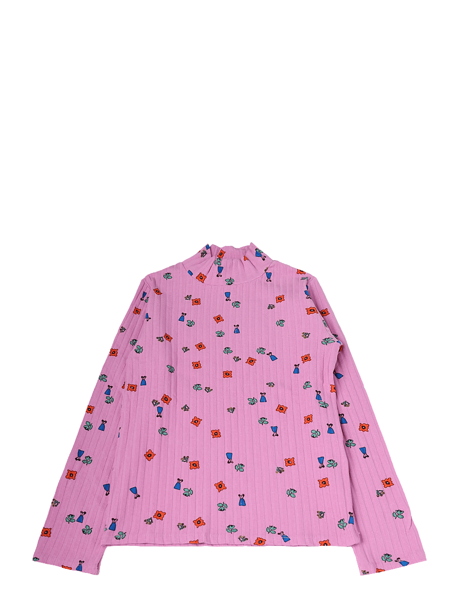 Bobo Choses - Blossom all over turtleneck T-shirt - langærmede t-shirts - pink - 0