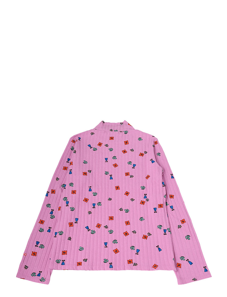 Bobo Choses - Blossom all over turtleneck T-shirt - langærmede t-shirts - pink - 1