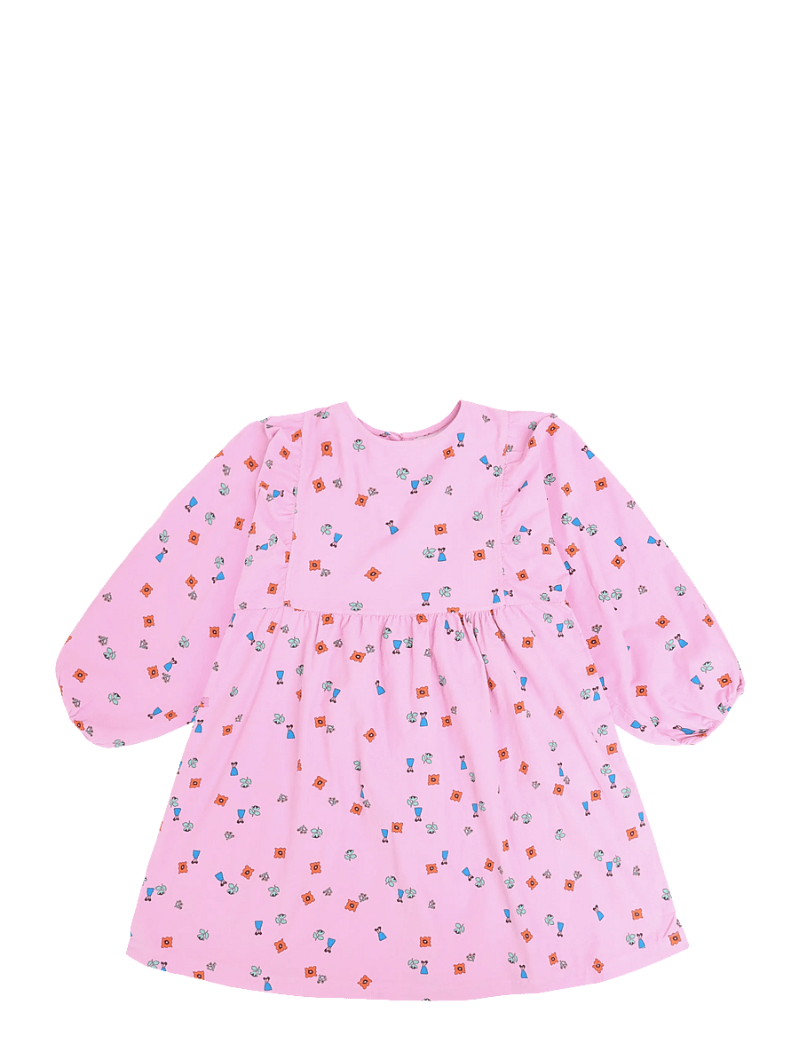 Bobo Choses - Blossom all over woven dress - langärmelige freizeitkleider - pink - 0