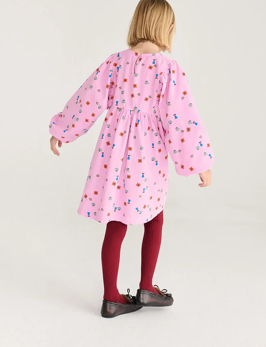 Bobo Choses - Blossom all over woven dress - langärmelige freizeitkleider - pink - 3