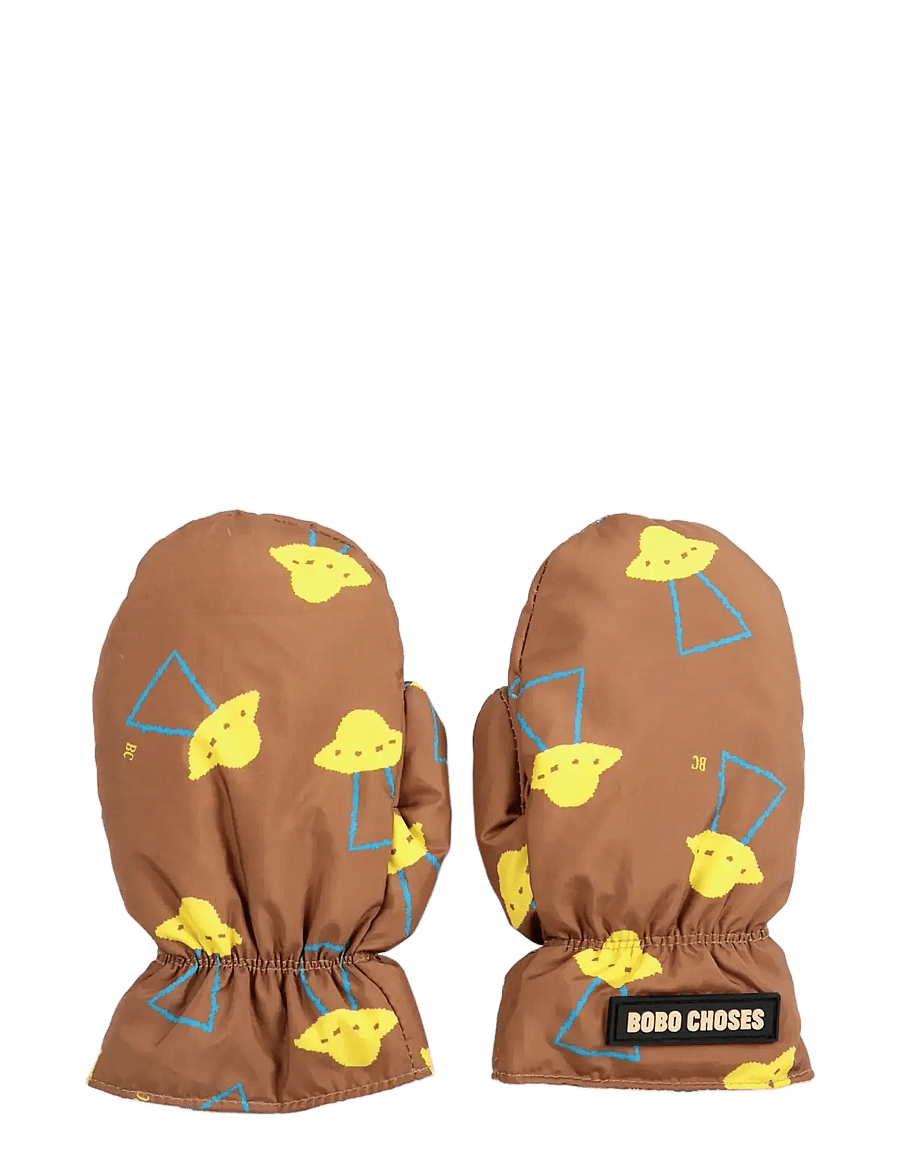 Bobo Choses - Pixel Abduction all over mittens - handschuhe - brown - 0