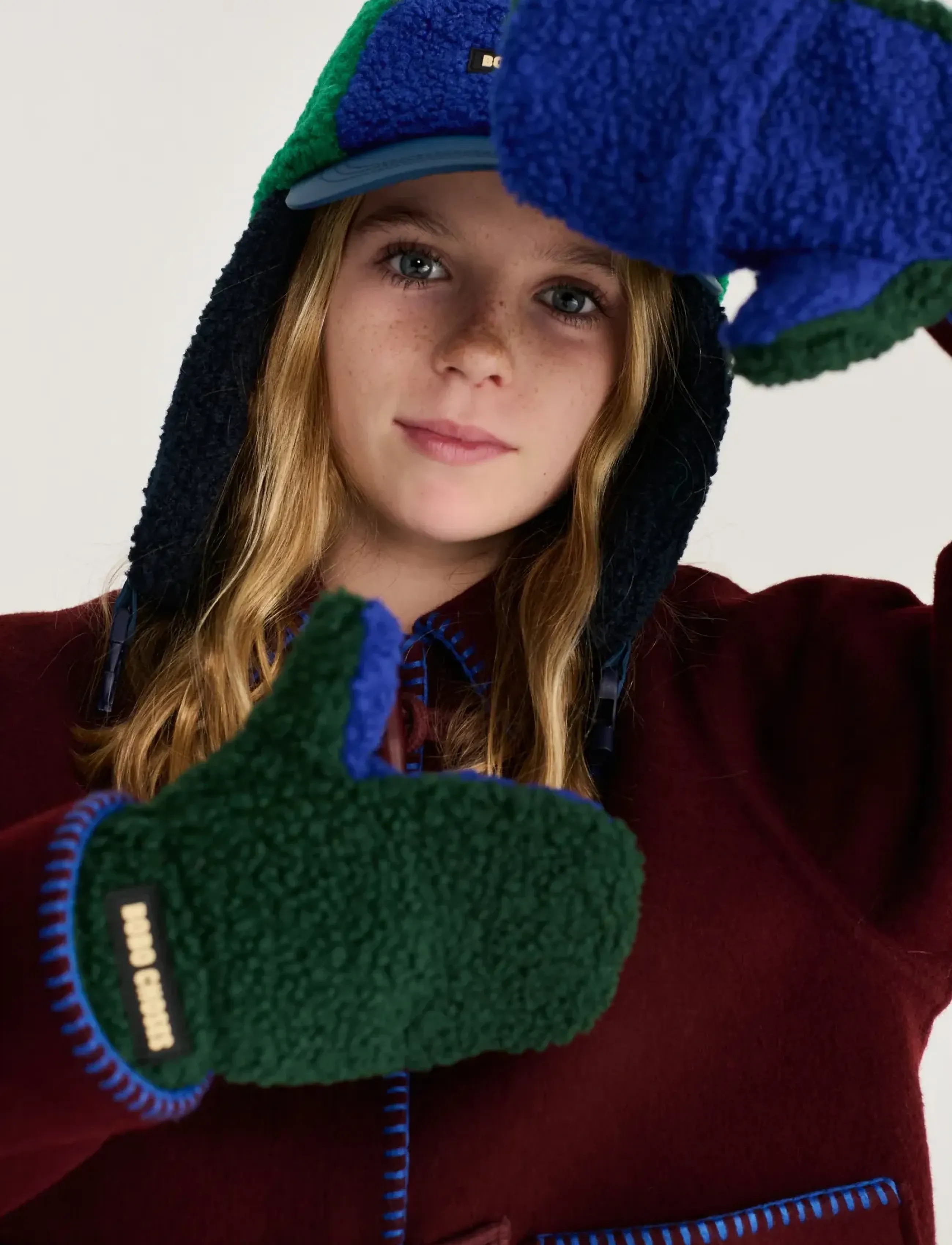 Bobo Choses - Color Block sheepskin mittens Bobo Choses - cimdi - green - 2
