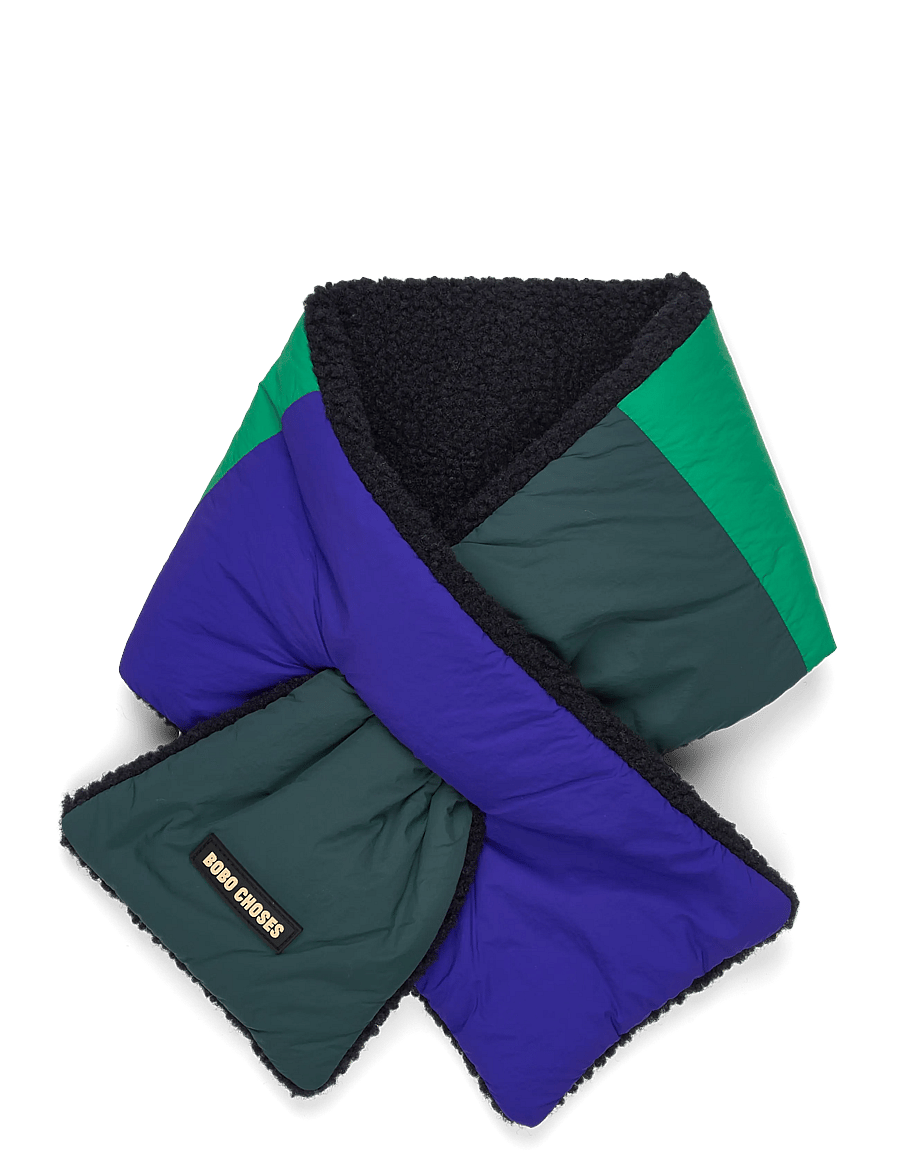 Bobo Choses - Color Block sheepskin neck warmer - halsedisse - green - 0
