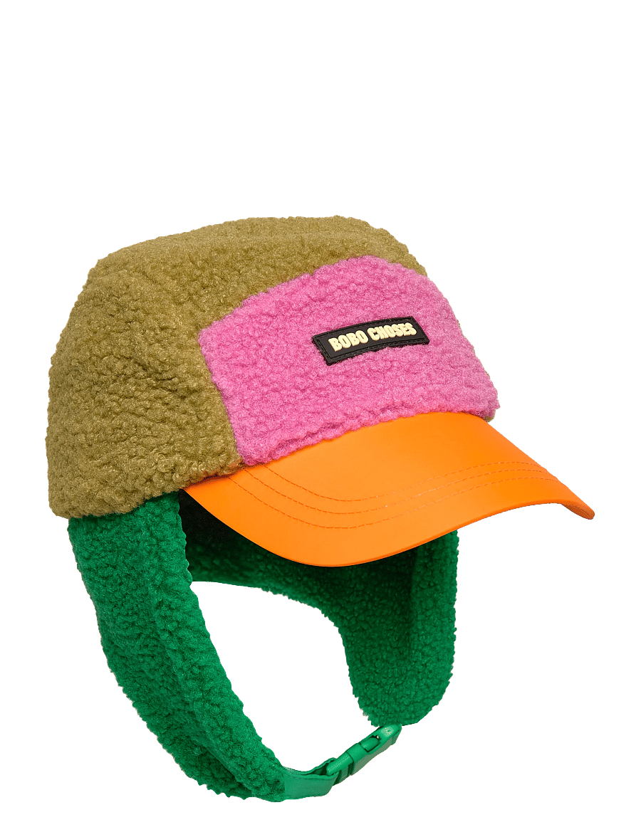 Bobo Choses - Bobo Choses color block sheepskin chapka - vinterhuer - green - 0