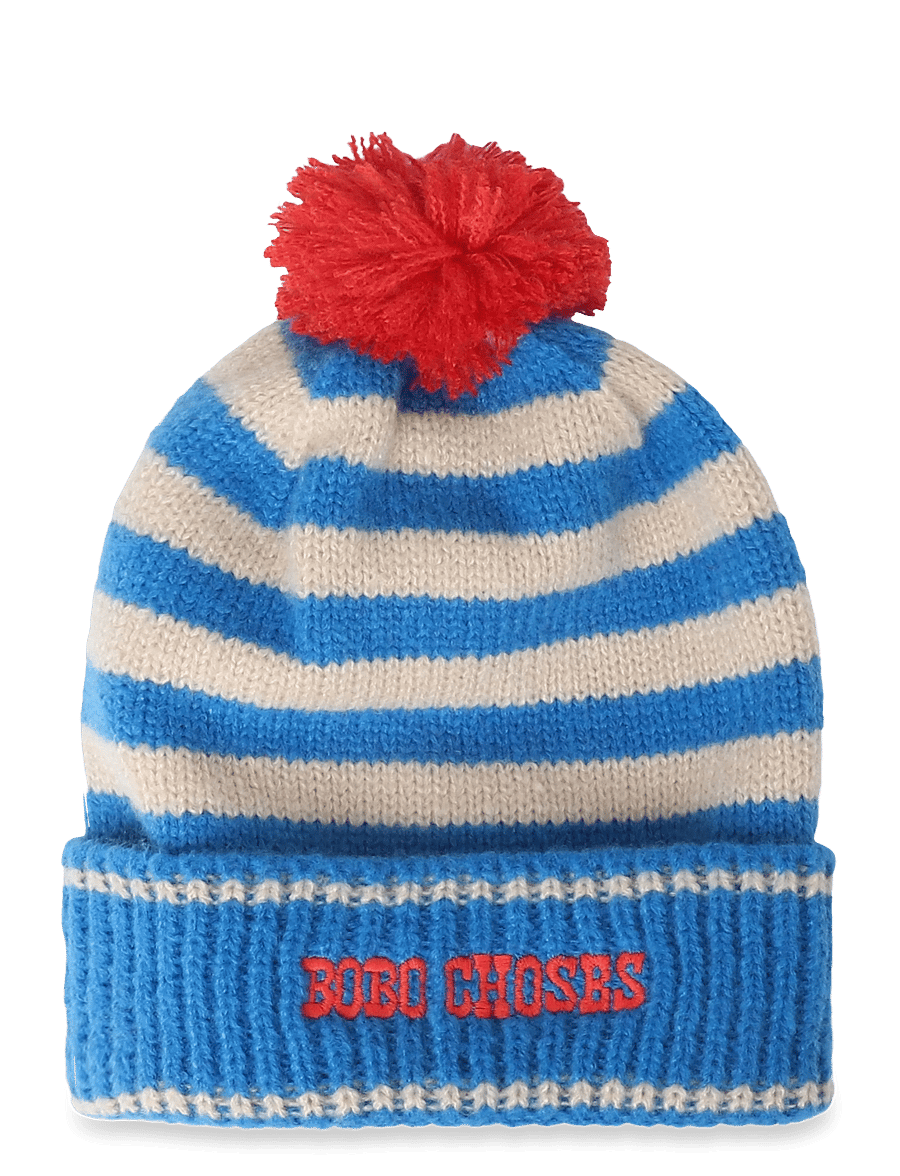 Bobo Choses - Bobo Choses stripes knitted beanie - beanies - blue - 0