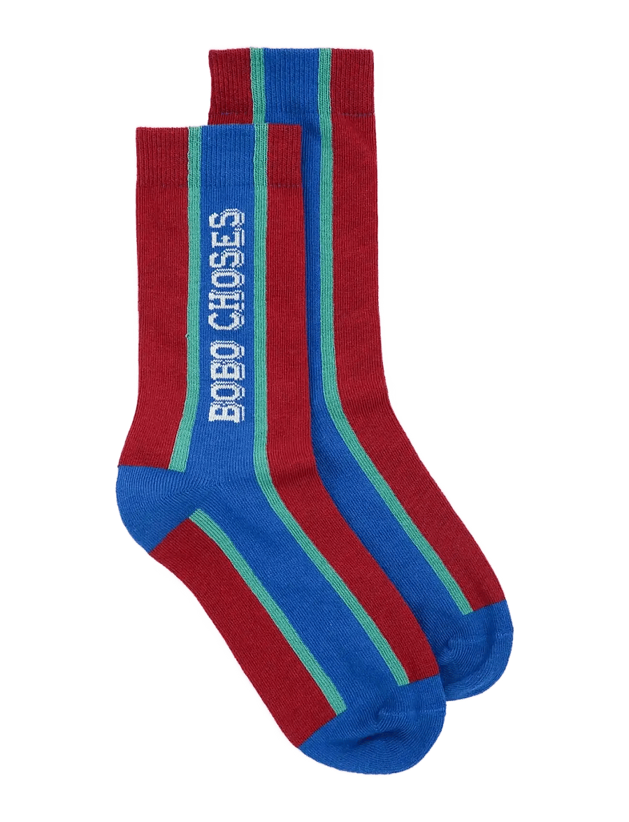 Bobo Choses - Bobo Choses embossed extralong socks - sokid - burgundy - 0