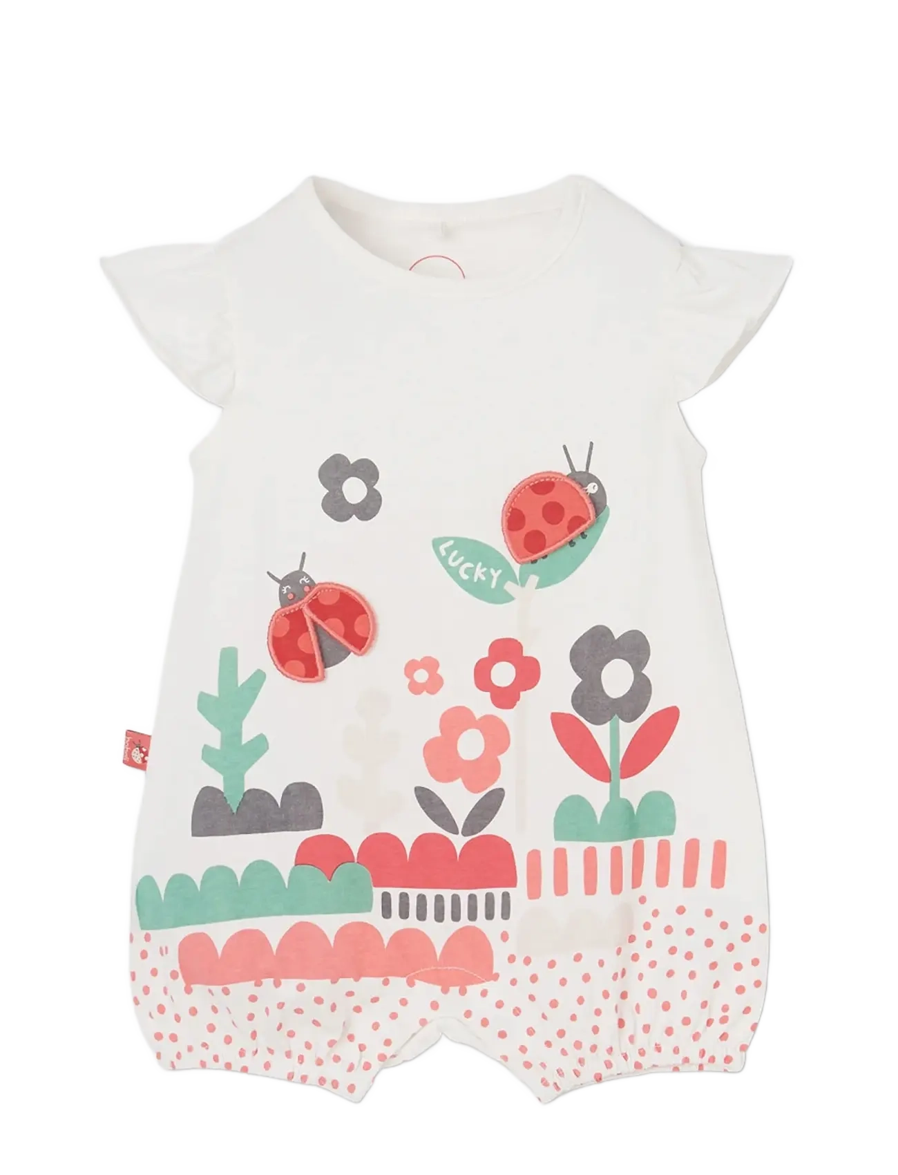 Knit play suit for baby girl -BCI - OFF WHITE