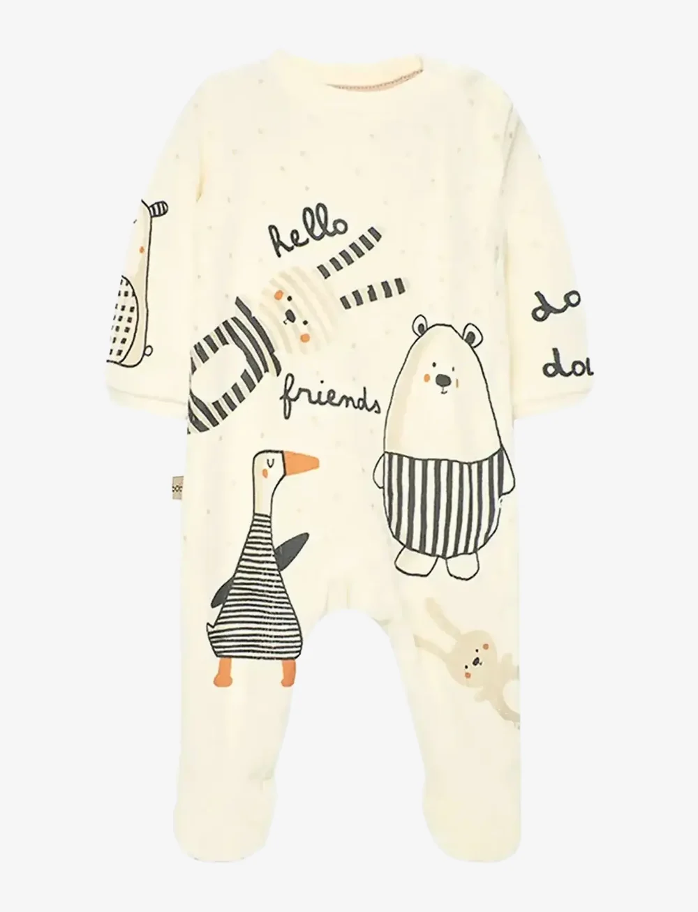 Boboli - Velour play suit for baby -BCI - met lange mouwen - off white - 0