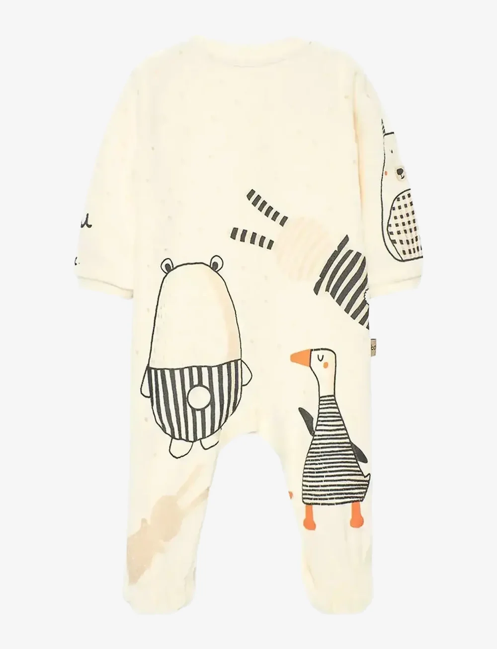 Boboli - Velour play suit for baby -BCI - met lange mouwen - off white - 1
