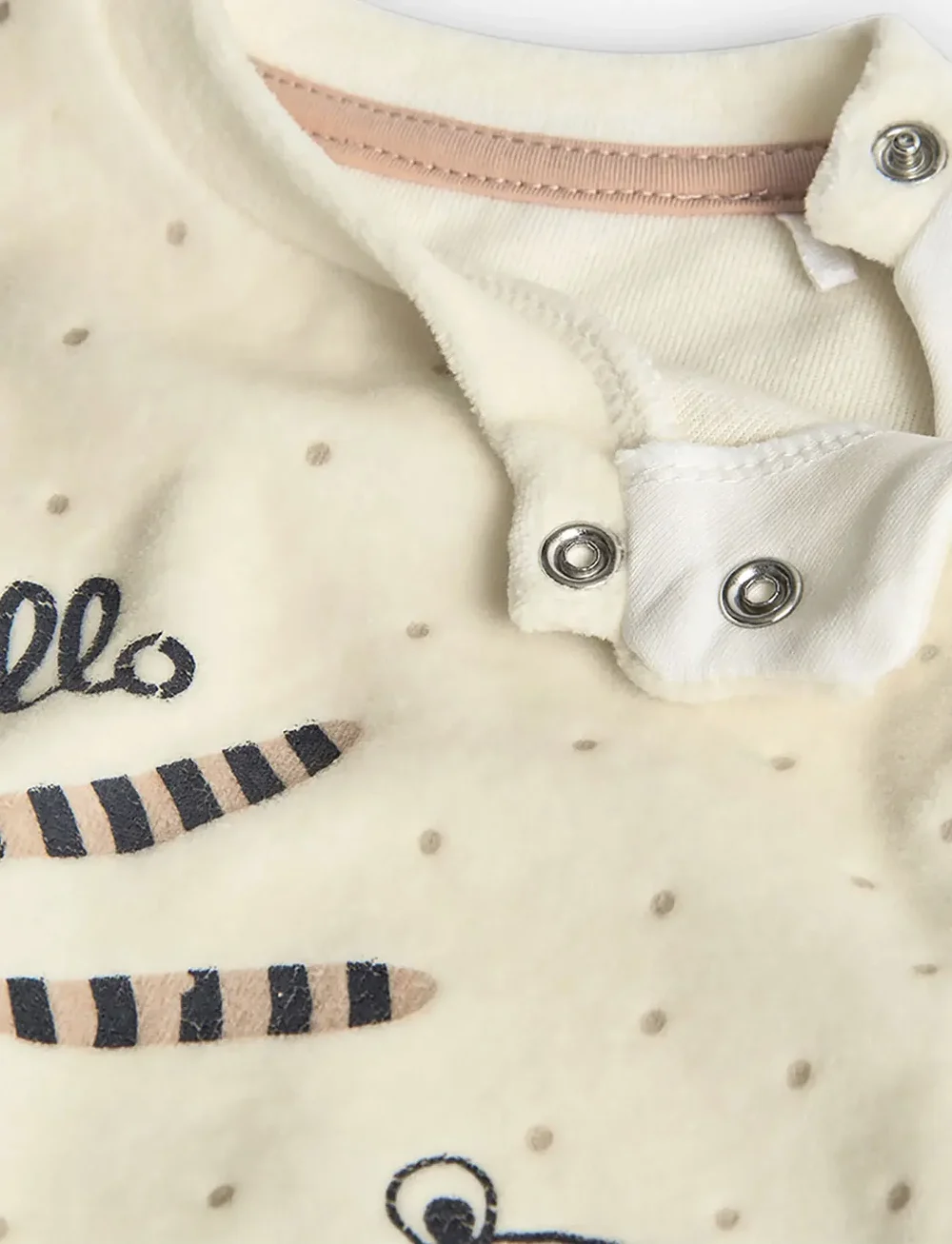 Boboli - Velour play suit for baby -BCI - met lange mouwen - off white - 2