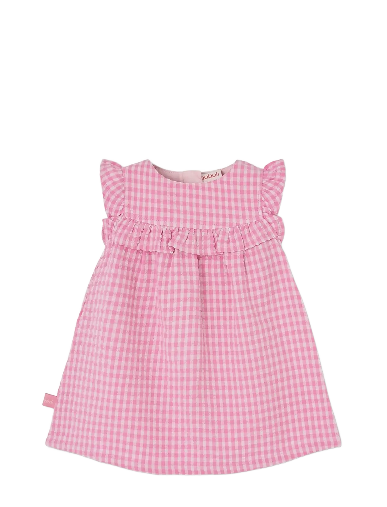 Boboli Poplin Dress Check For Baby -Bci, 74, Pink, Fritidskjoler > Fritidskjoler Uden Ærmer, Børn