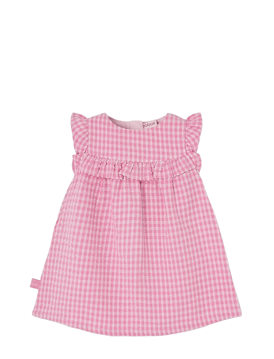 Boboli - Poplin dress check for baby -BCI - Ærmeløse babykjoler - checks - 0