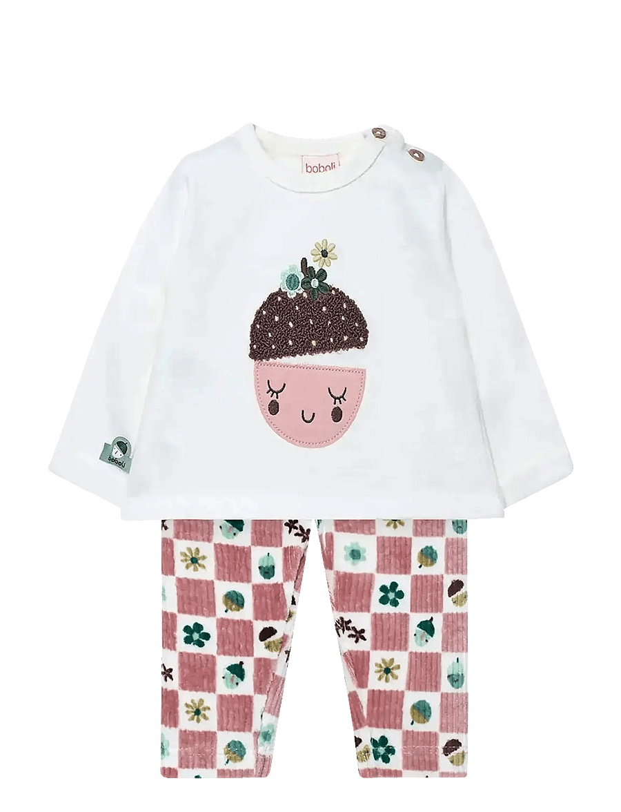 Boboli - Set knit -BCI - sæt med langærmet t-shirt - off white - 1