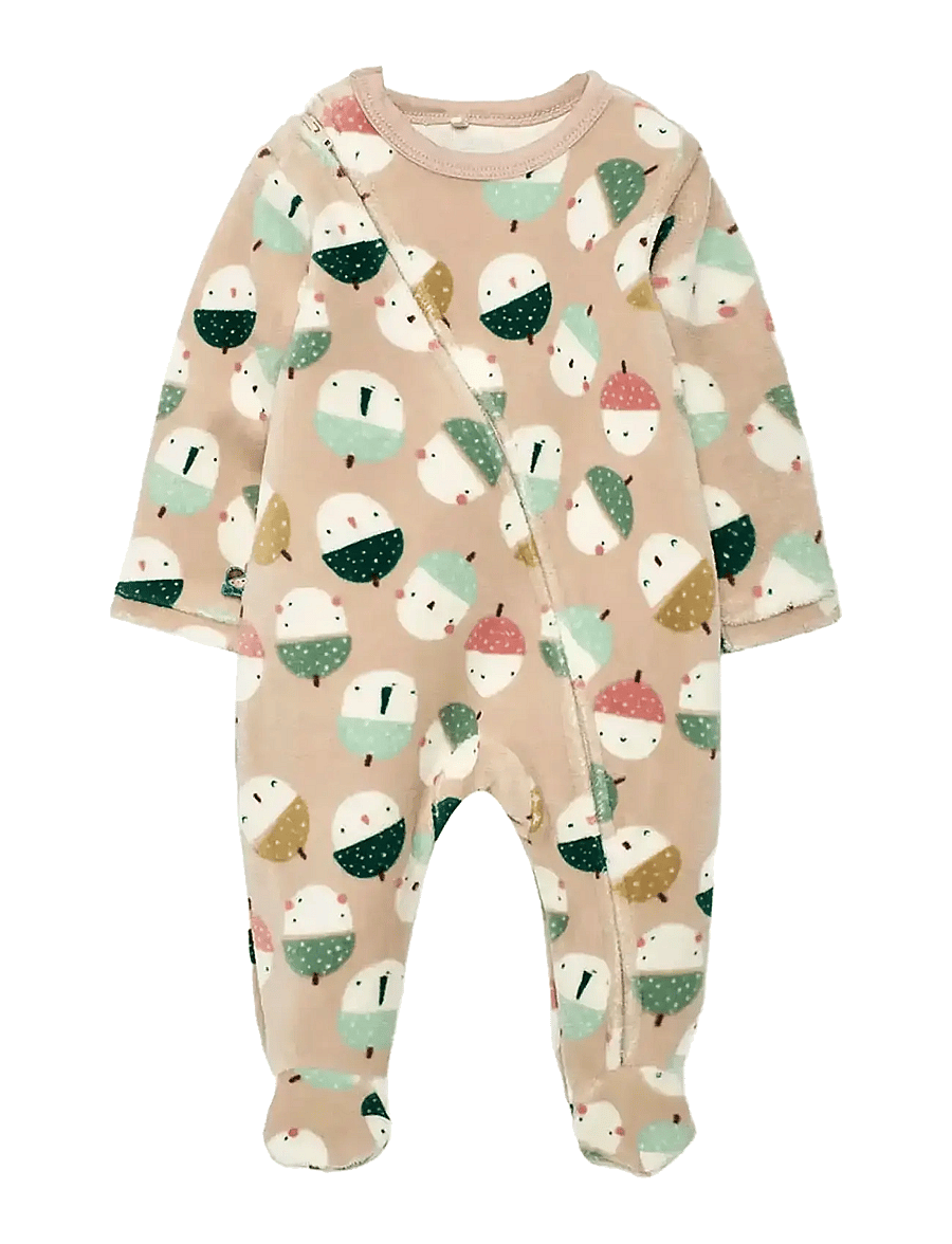 Boboli - Velour play suit printed for baby -BCI - langærmede heldragter - print - 1