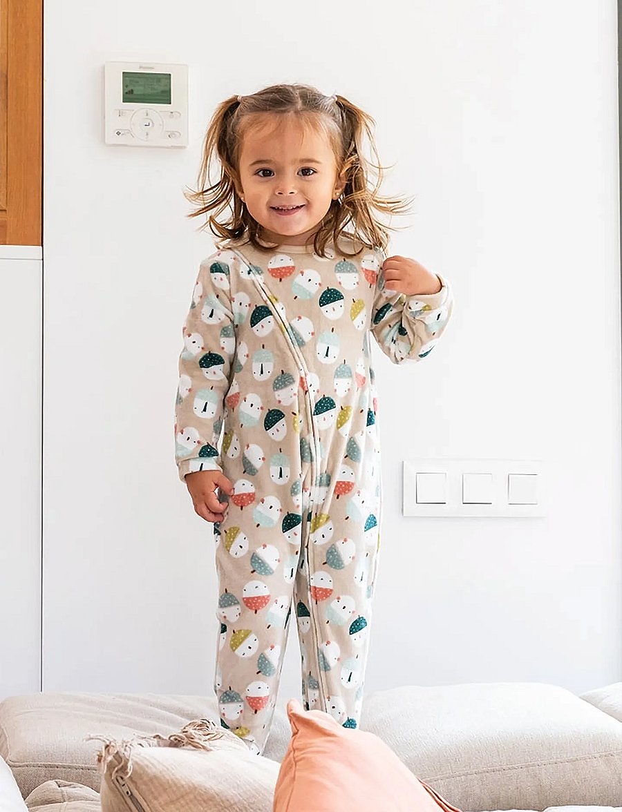 Boboli - Velour play suit printed for baby -BCI - langærmede heldragter - print - 0