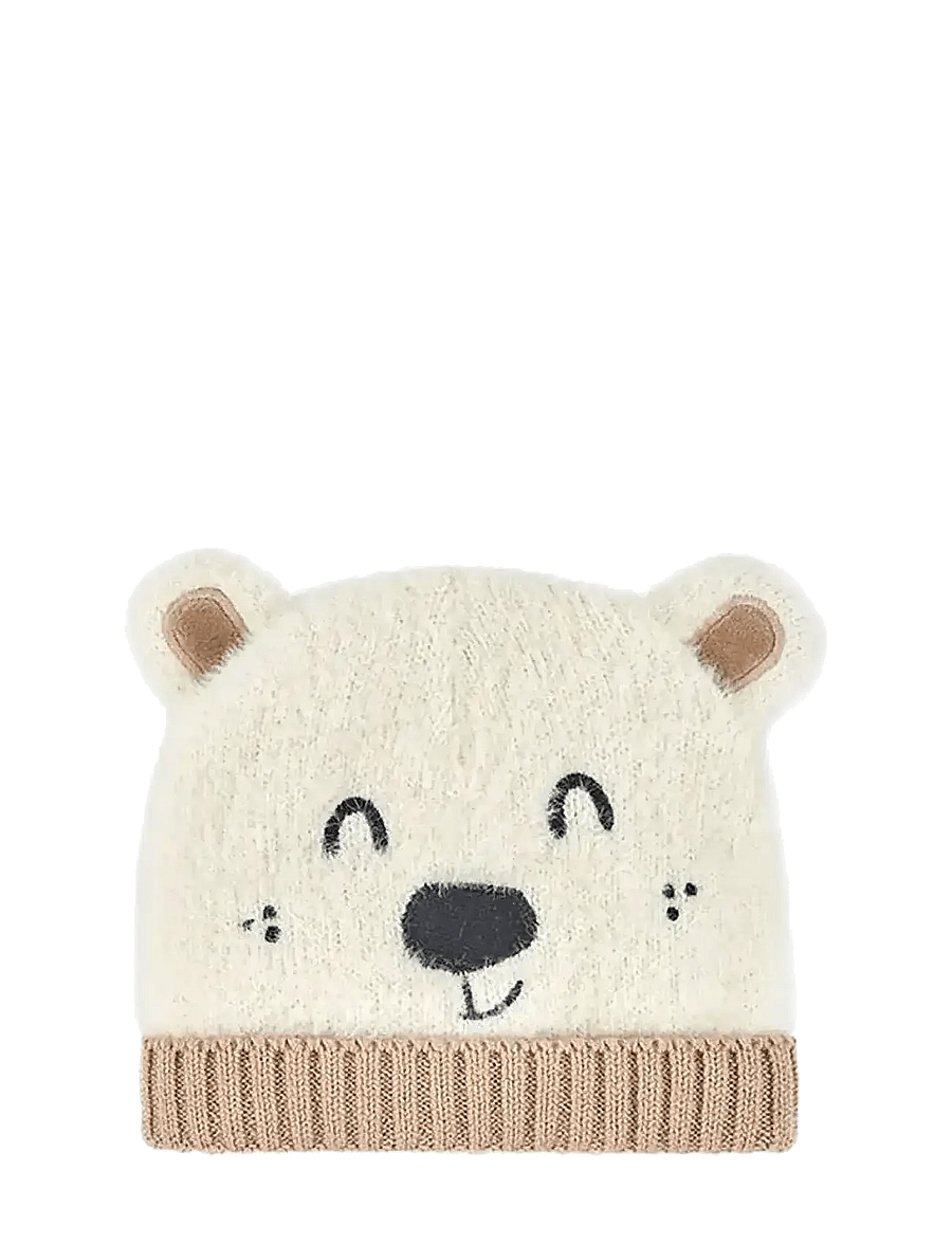 Boboli - Knitwear hat "bear" for baby -BCI - kootud mütsid - off white - 0