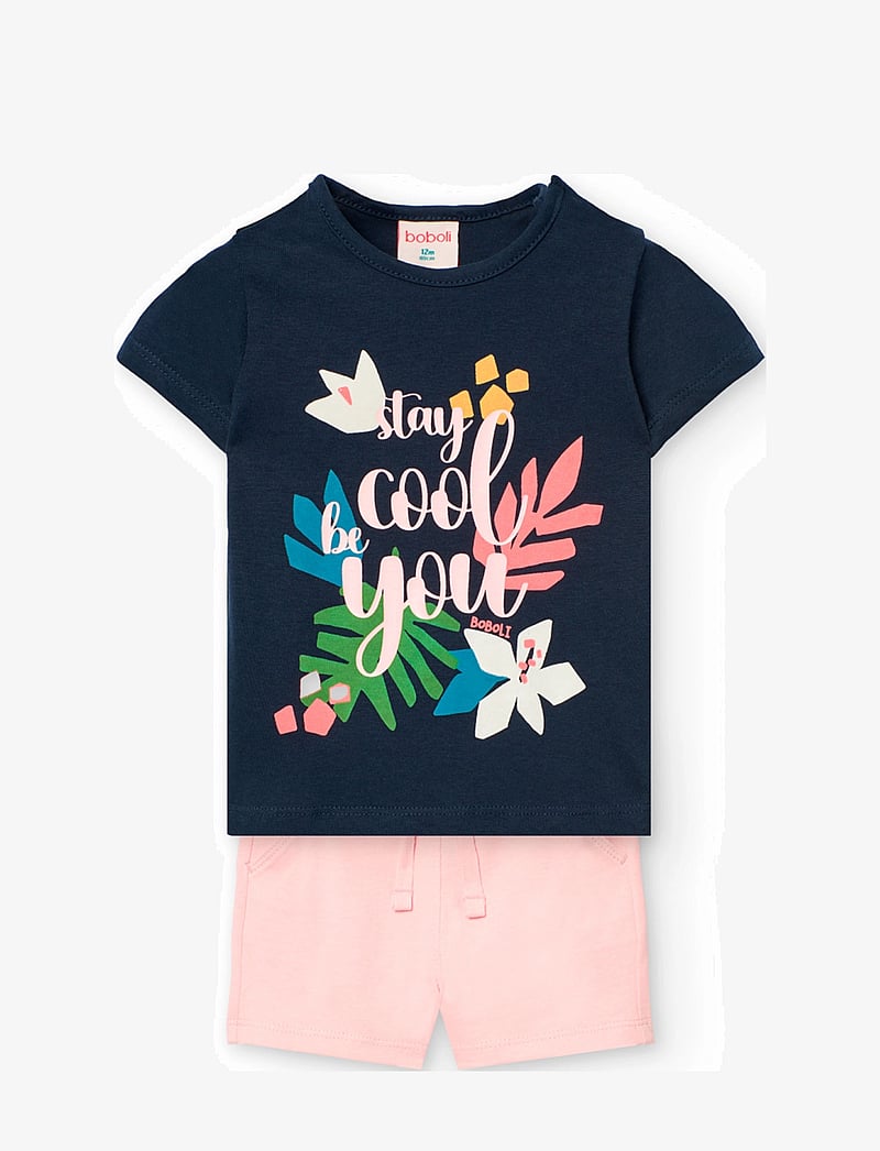 Boboli - Set knit - sæt med kortærmet t-shirt - navy - 0