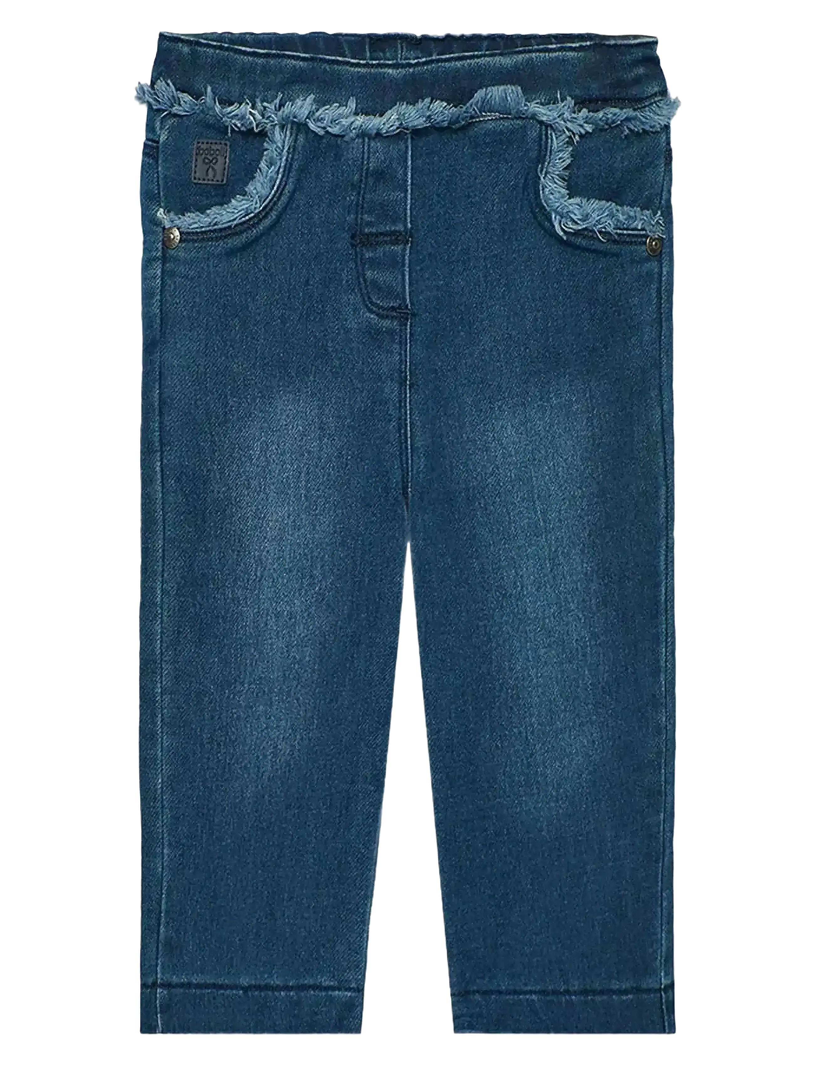Boboli Denim Trousers Knit, Børn, Flossede Strik Denim Bukser, Blå, Str: 92