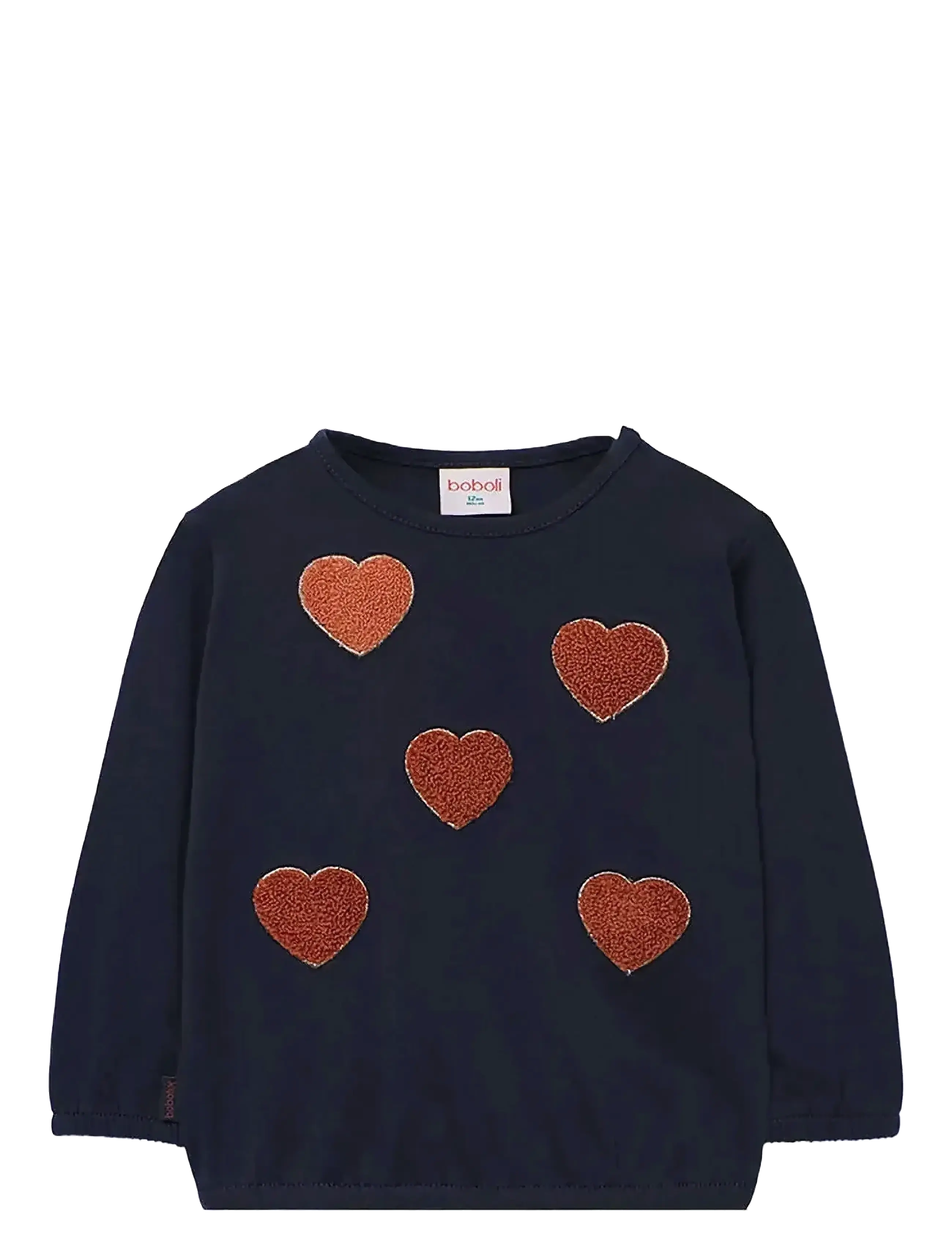 Boboli Knit T-Shirt, Langærmet Strikket T-Shirt med Hjerteapplikation, Navy, Str: 110
