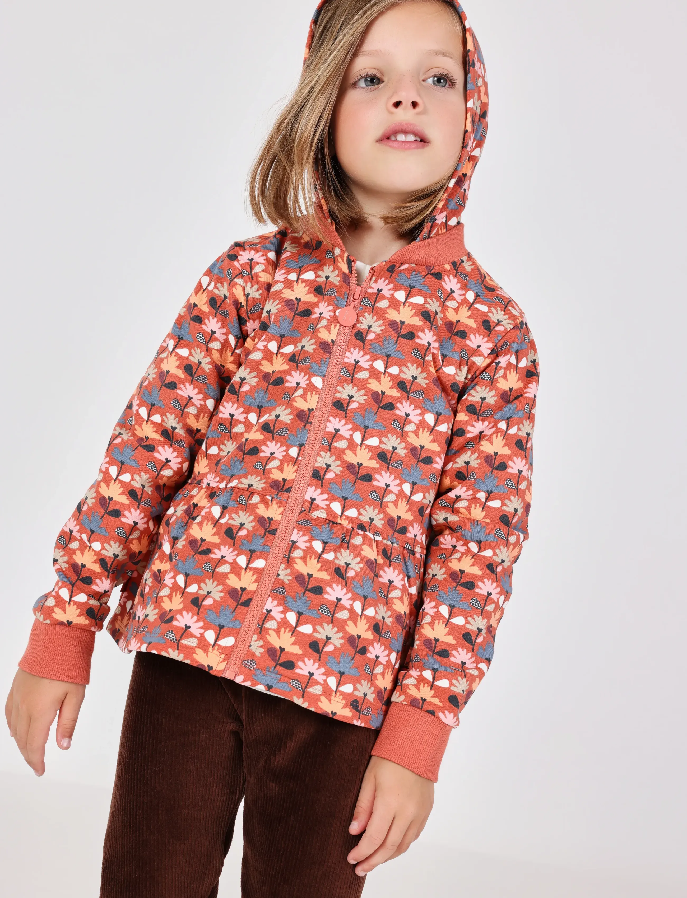 Boboli Fleece Jacket Printed, Børn, Printet Hættefleecejakke, Brun, Str: 98