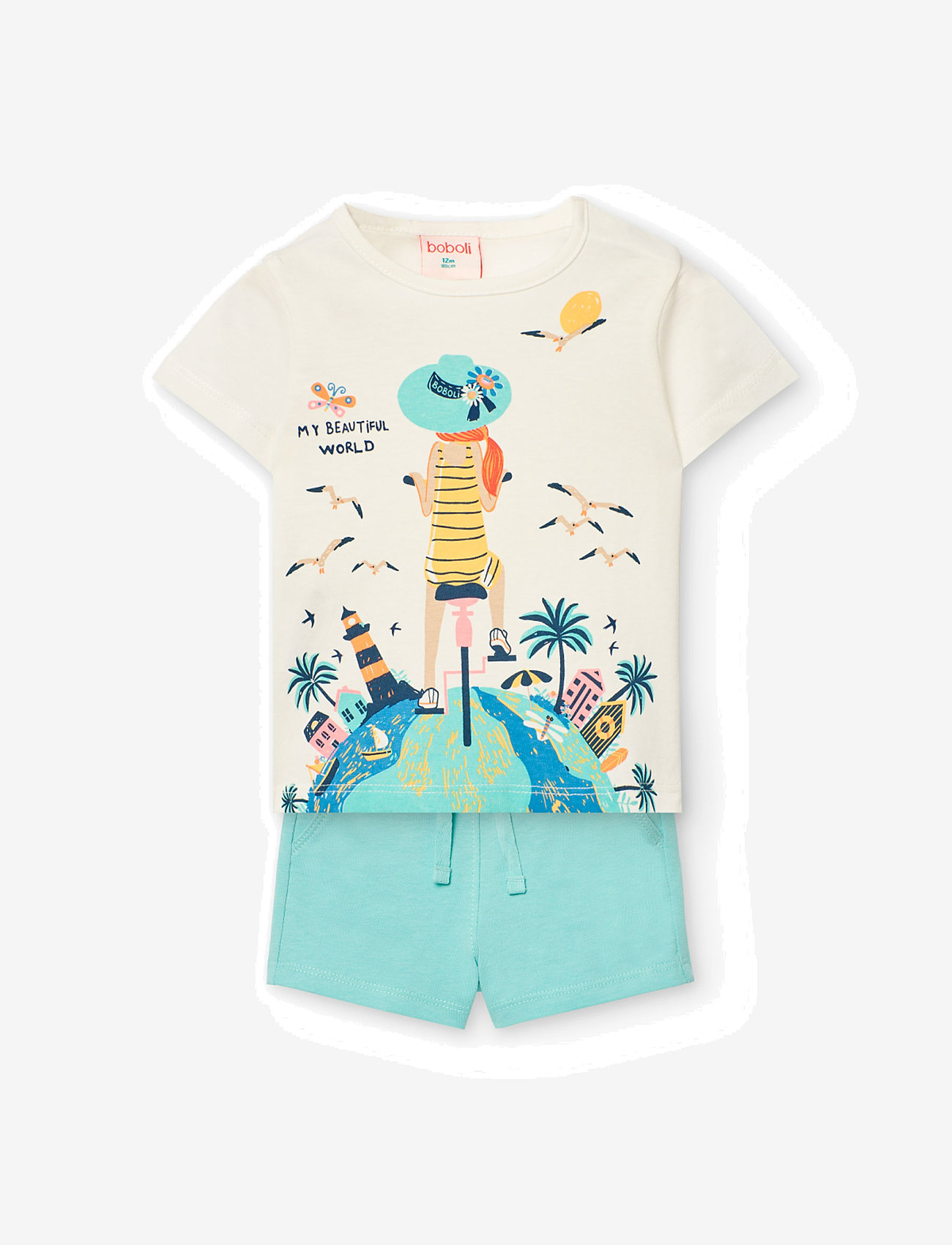 Boboli - Set knit - set med kortärmad t-shirt - white - 0