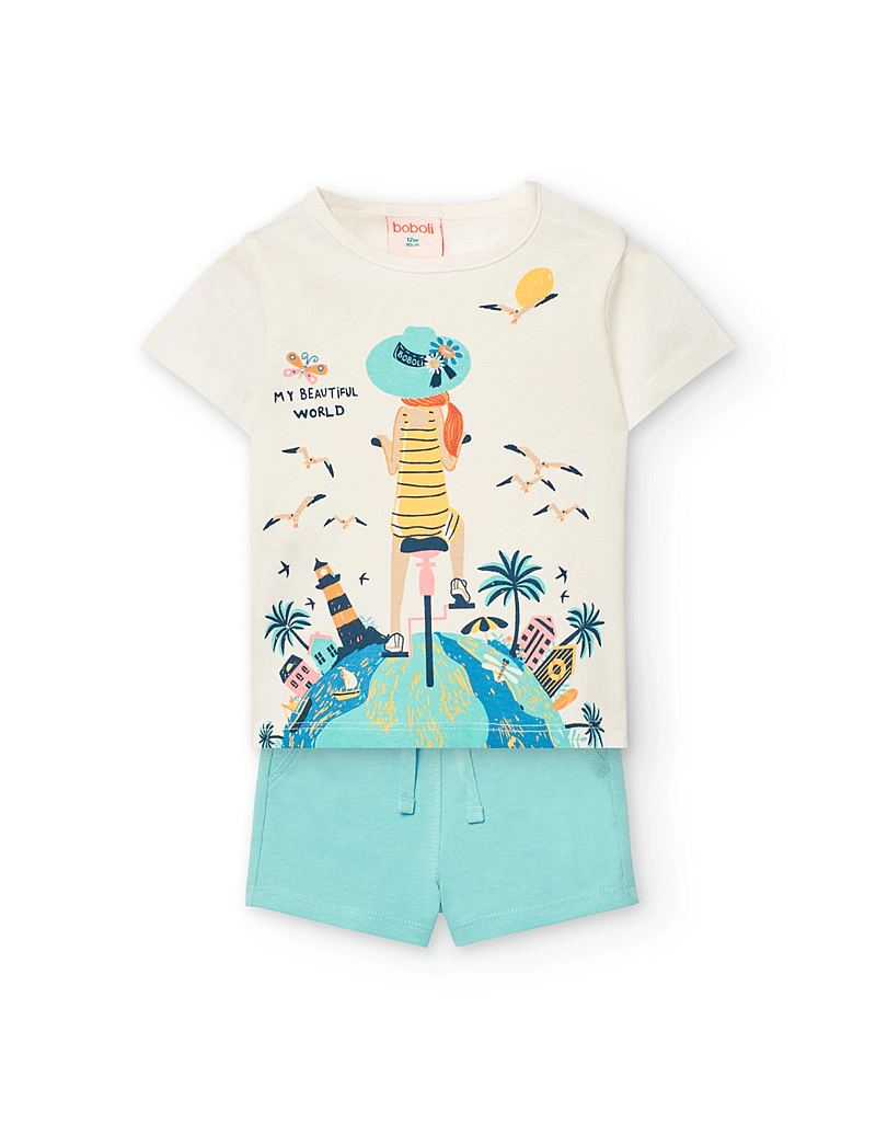 Boboli - Set knit - set med kortärmad t-shirt - white - 0