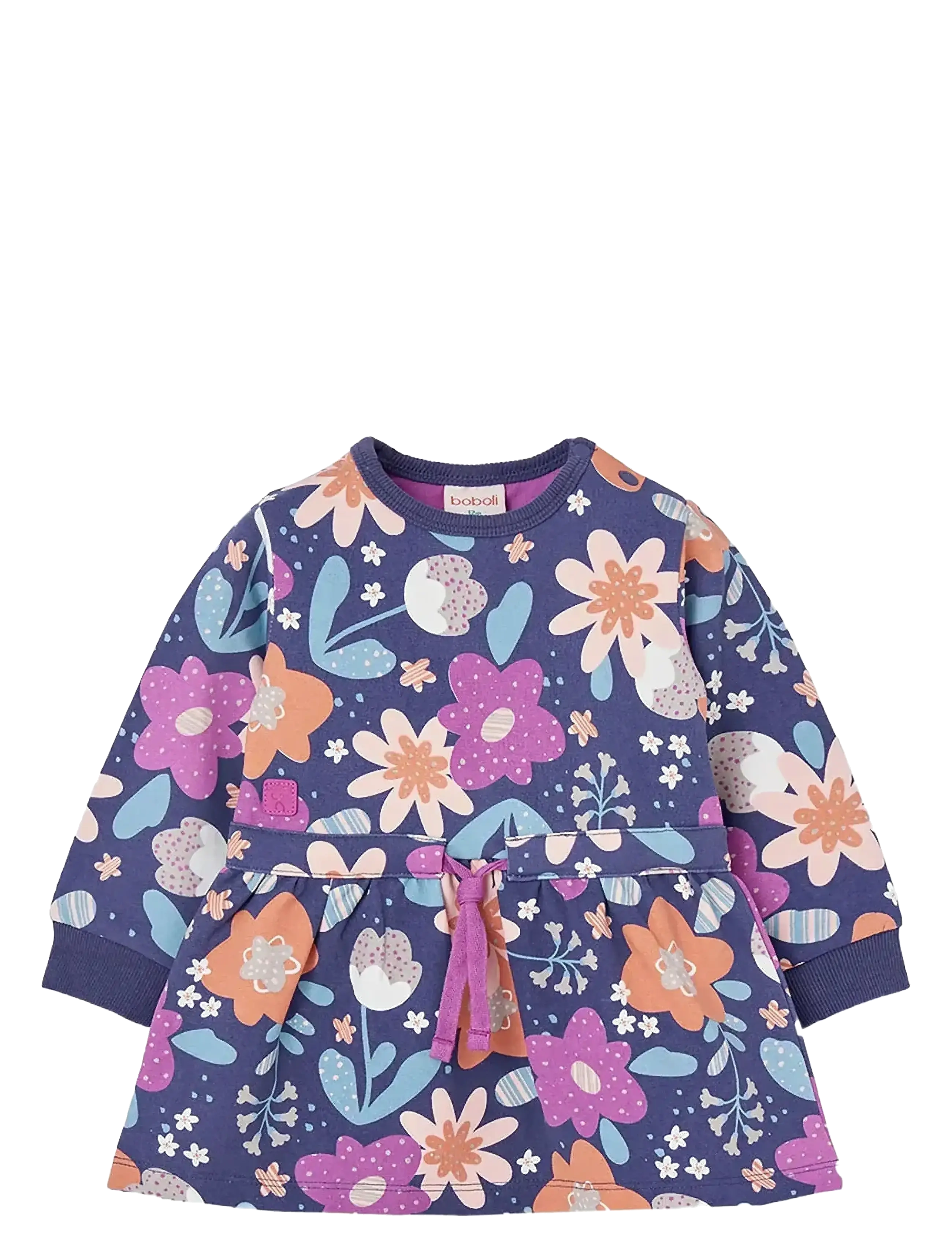 BOBOLI Fleece Kleid Floral Navy - 86 - Kinder
