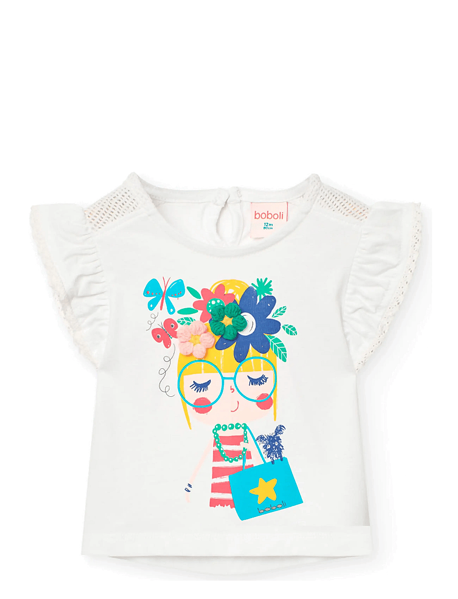Boboli - Knit t-Shirt - t-shirts à manches courtes - white - 0