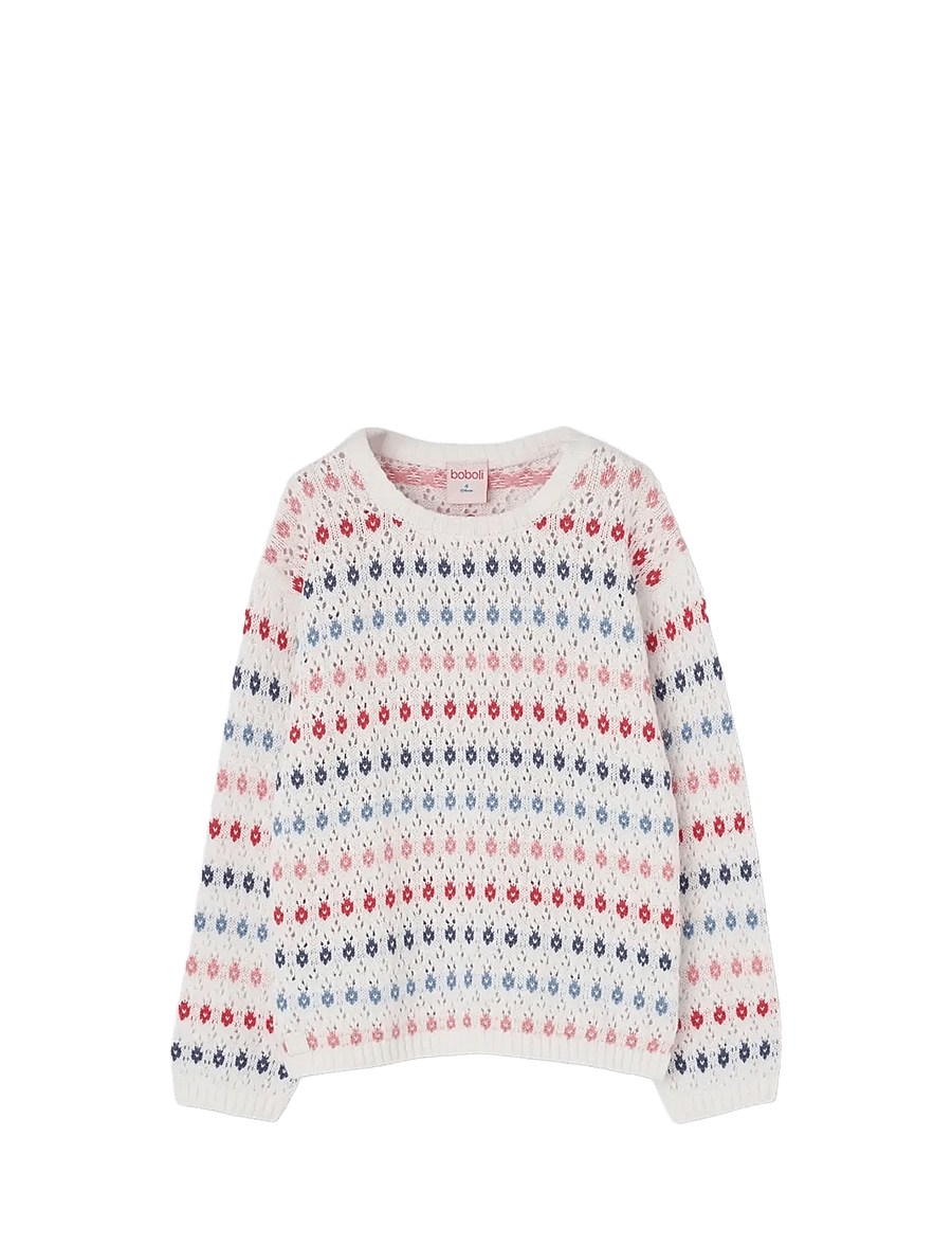 Boboli - Knitwear pullover for girl -BCI - trøjer - off white - 1