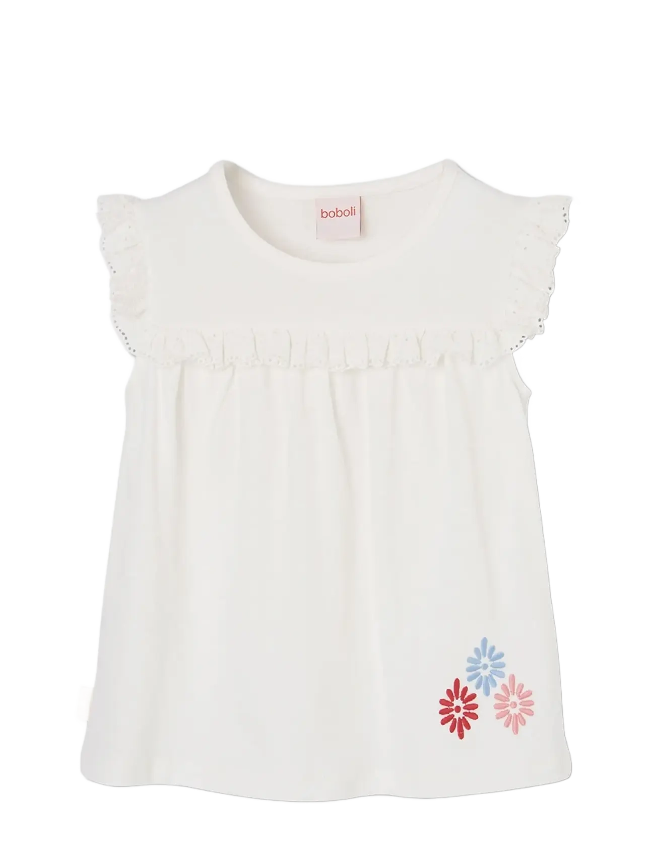 Boboli Knit t-Shirt for girl -BCI - Kleidung - OFF WHITE / white