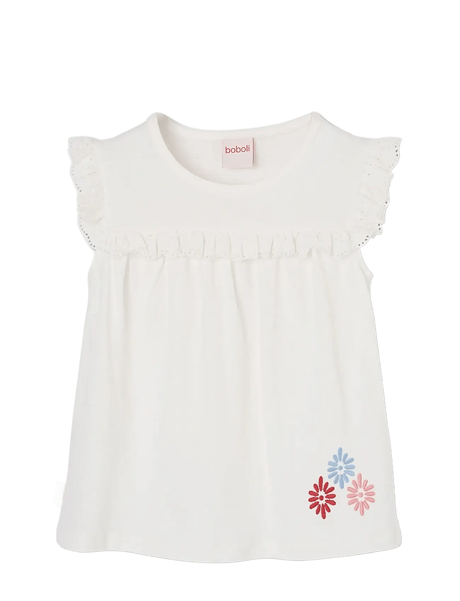 Boboli - Knit t-Shirt for girl -BCI - topit - off white - 1