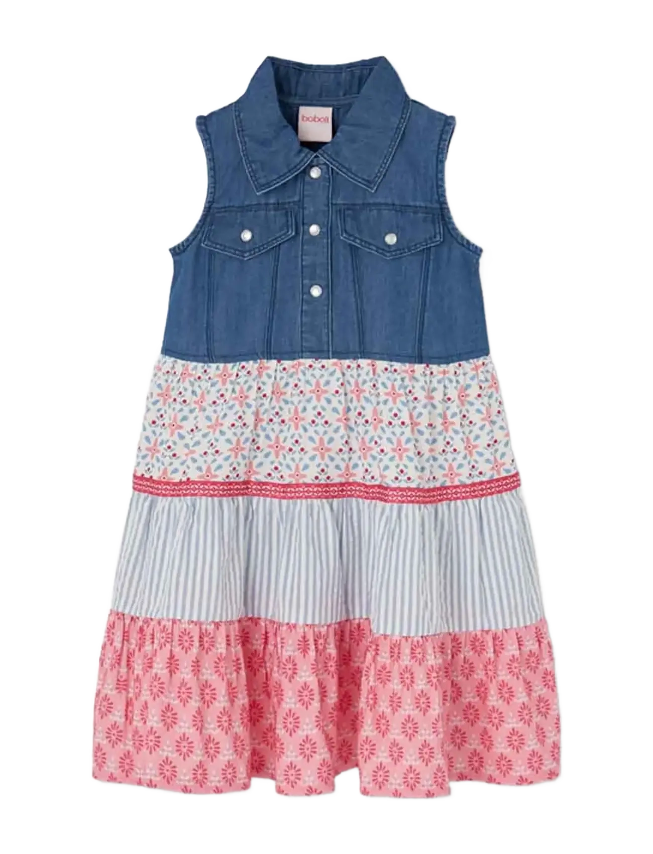 Boboli Denim Dress Combined For Girl -Bci, 86, Casual Dresses, Blau - Sleeveless Kinder
