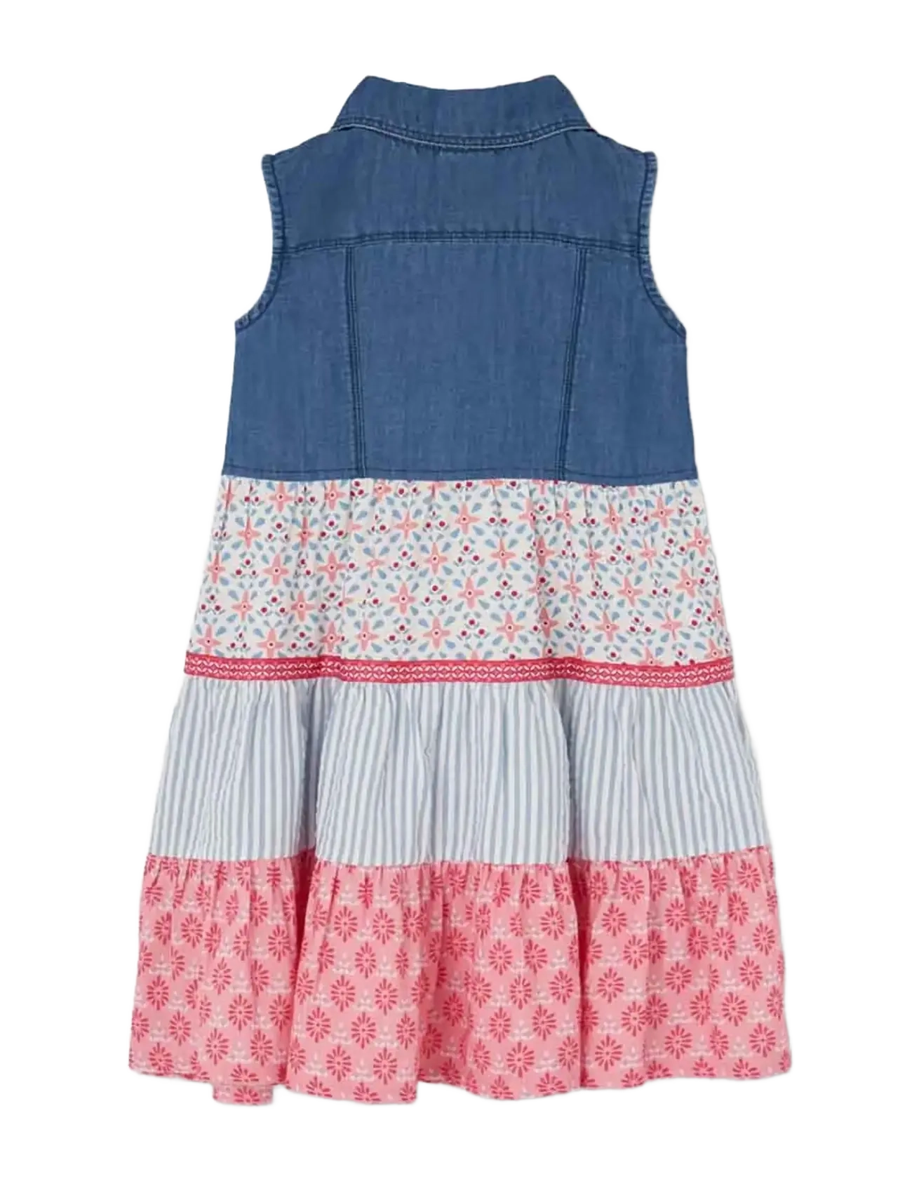 Boboli - Denim dress combined for girl -BCI - robes pour bébés sans manches - blue - 1