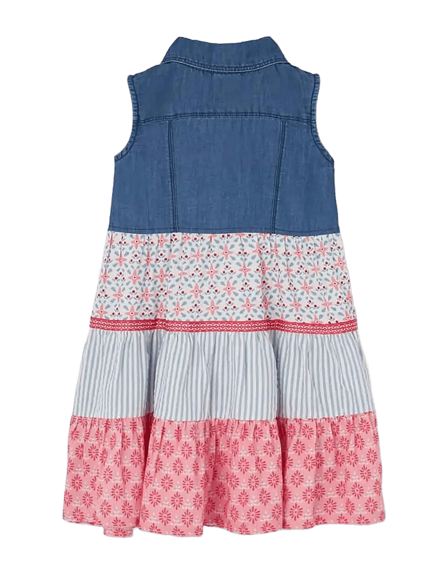 Boboli - Denim dress combined for girl -BCI - robes pour bébés sans manches - blue - 1