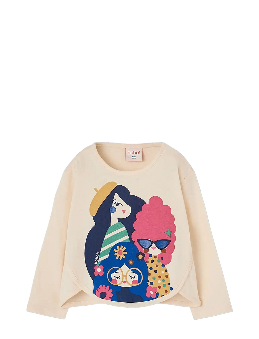 Boboli - Knit t-Shirt for girl -BCI - pikkade varrukatega t-särgid - ecru - 0
